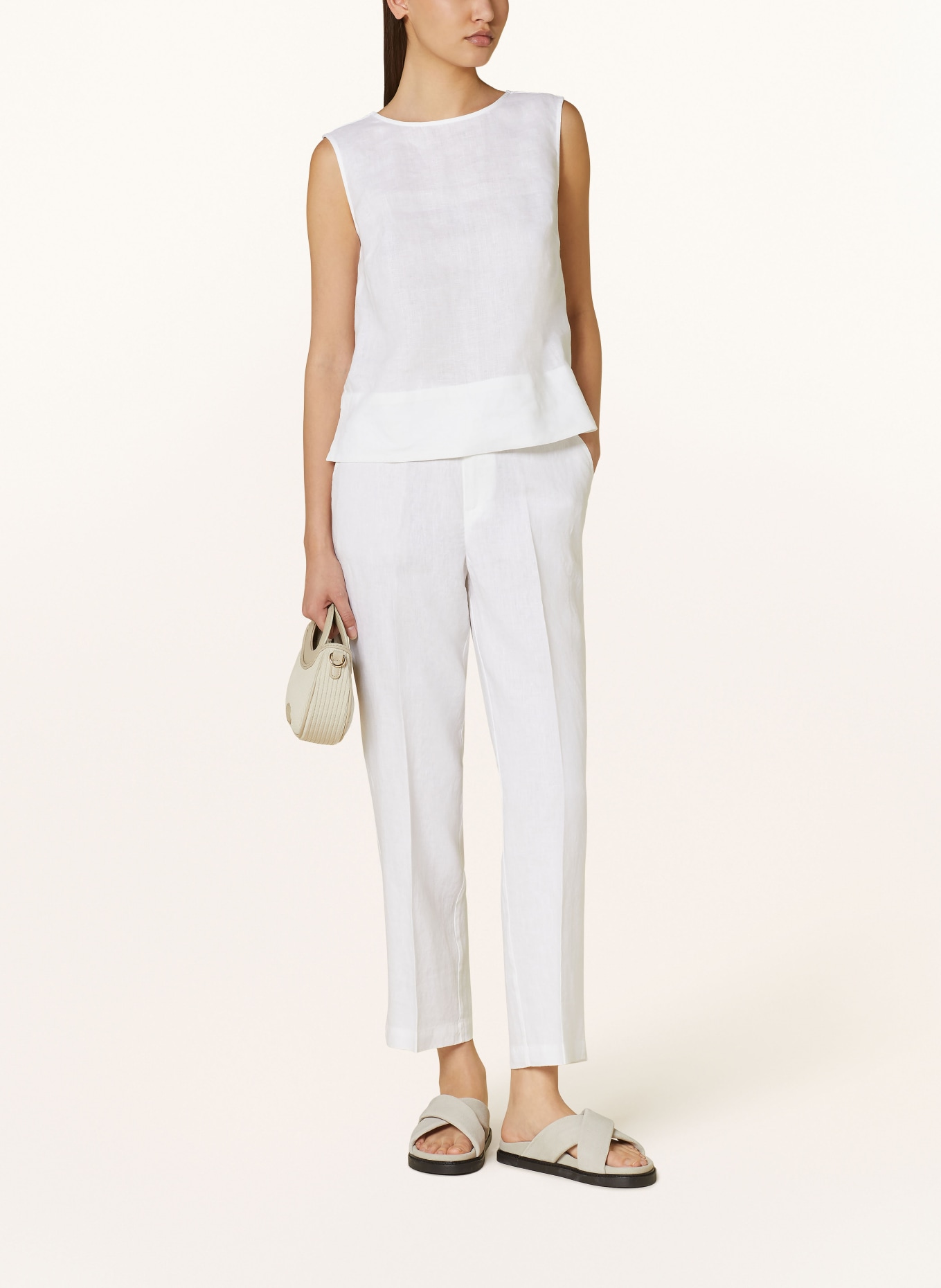 oui Linen trousers, Color: WHITE (Image 2)