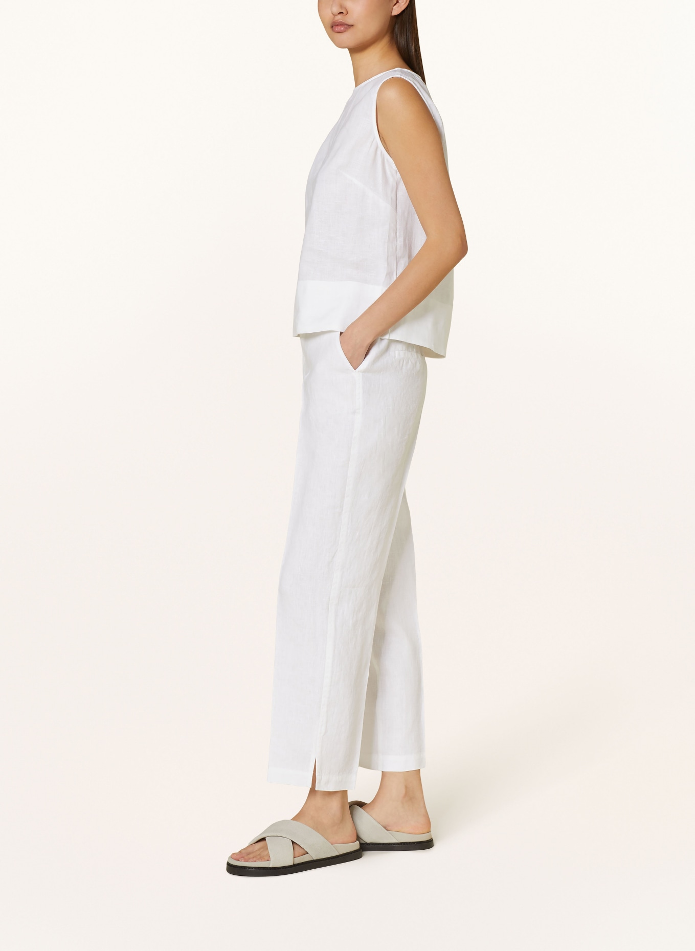 oui Linen trousers, Color: WHITE (Image 4)