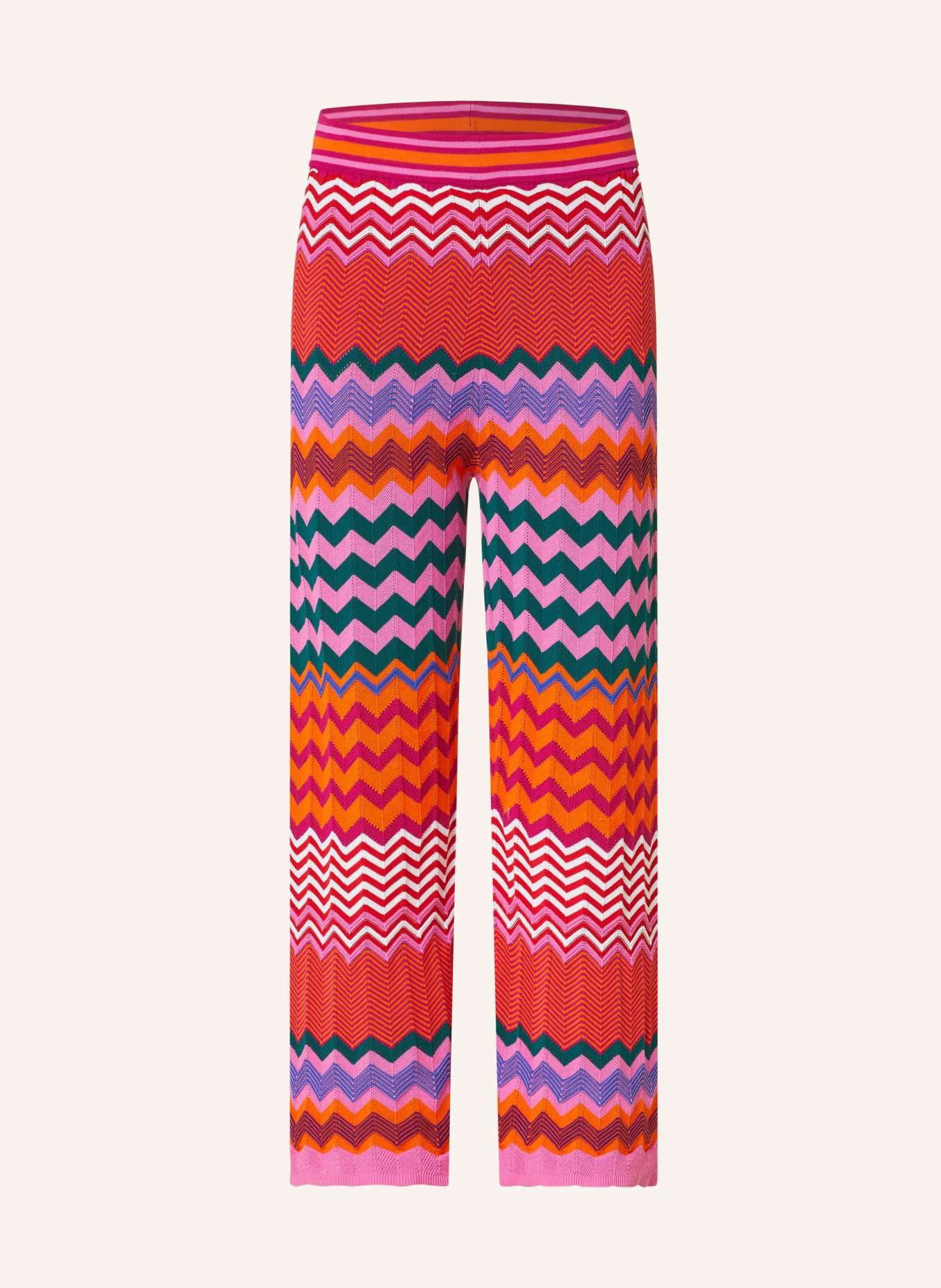 oui Knit trousers, Color: PINK/ ORANGE (Image 1)
