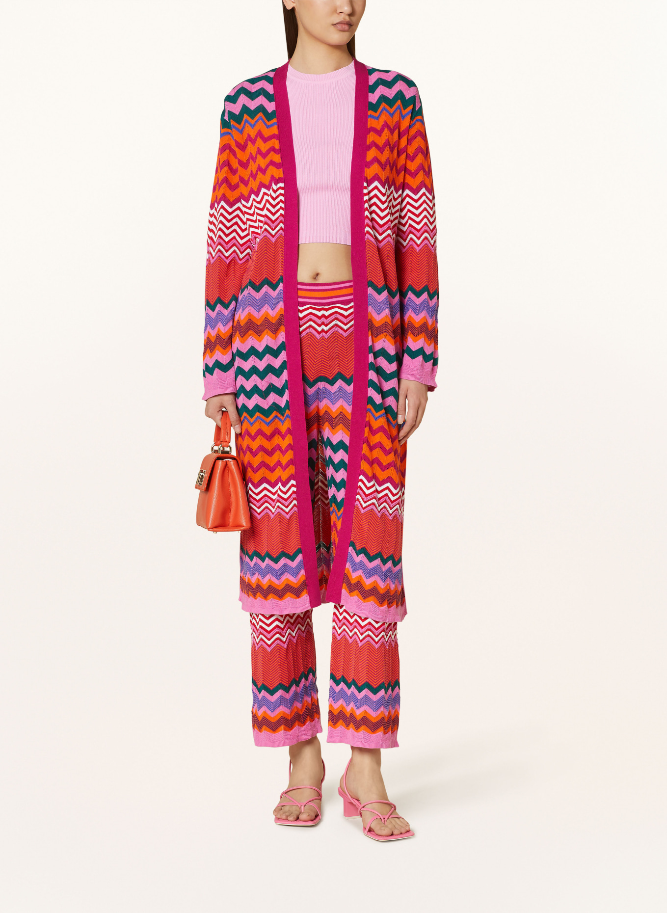 oui Knit trousers, Color: PINK/ ORANGE (Image 2)