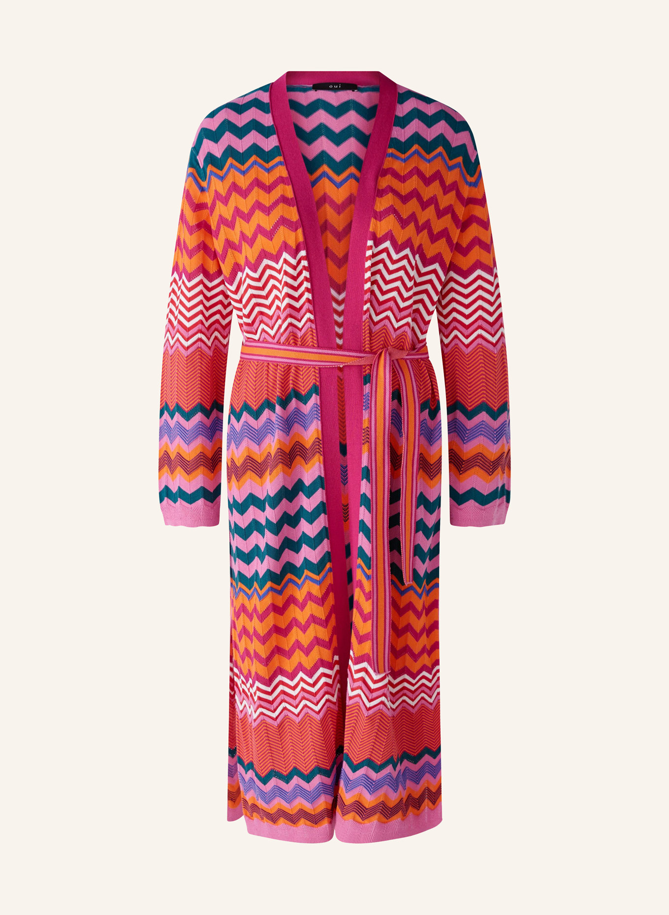 oui Knit cardigan in pink/ orange