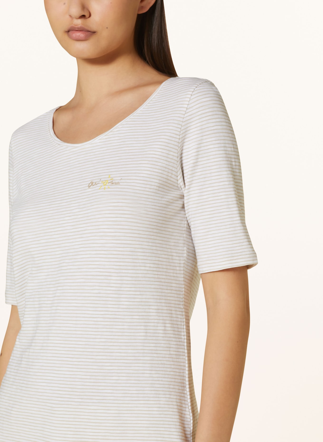 oui T-shirt, Color: WHITE/ CAMEL (Image 4)