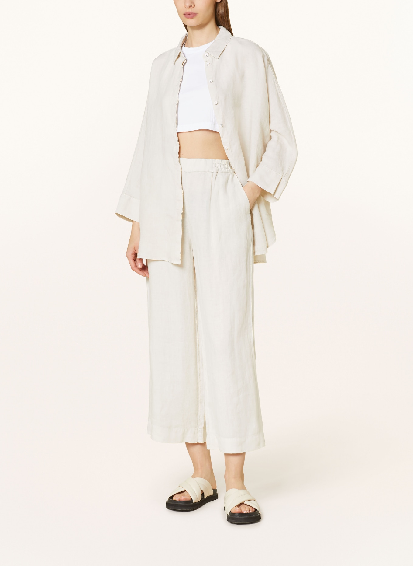 oui Linen culottes, Color: CREAM (Image 2)