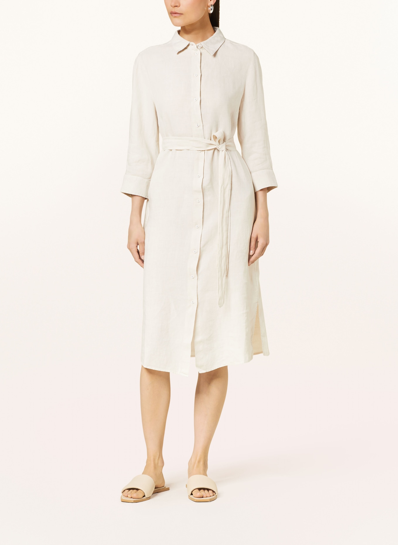 oui Shirt dress made of linen with 3/4 sleeves, Color: CREAM (Image 2)