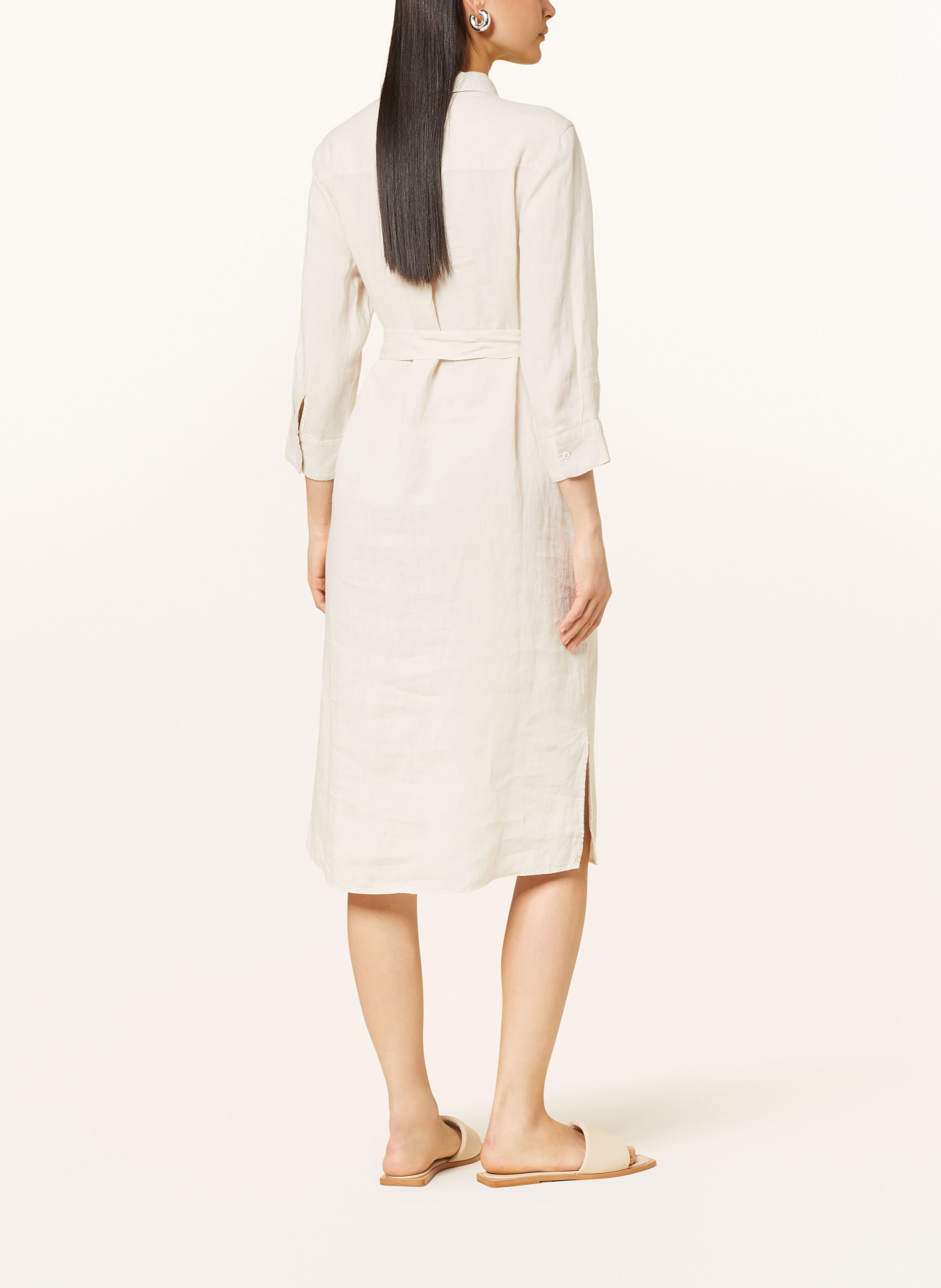 oui Shirt dress made of linen with 3/4 sleeves, Color: CREAM (Image 3)