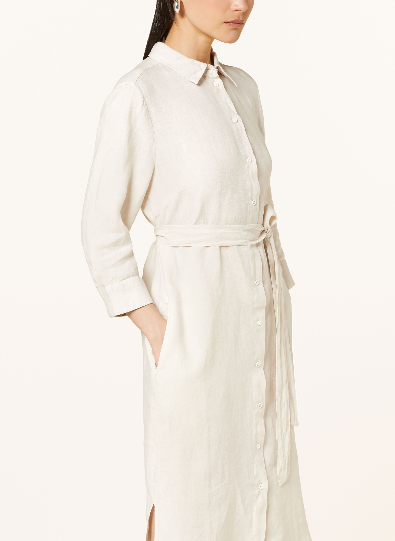 oui Shirt dress made of linen with 3/4 sleeves, Color: CREAM (Image 4)