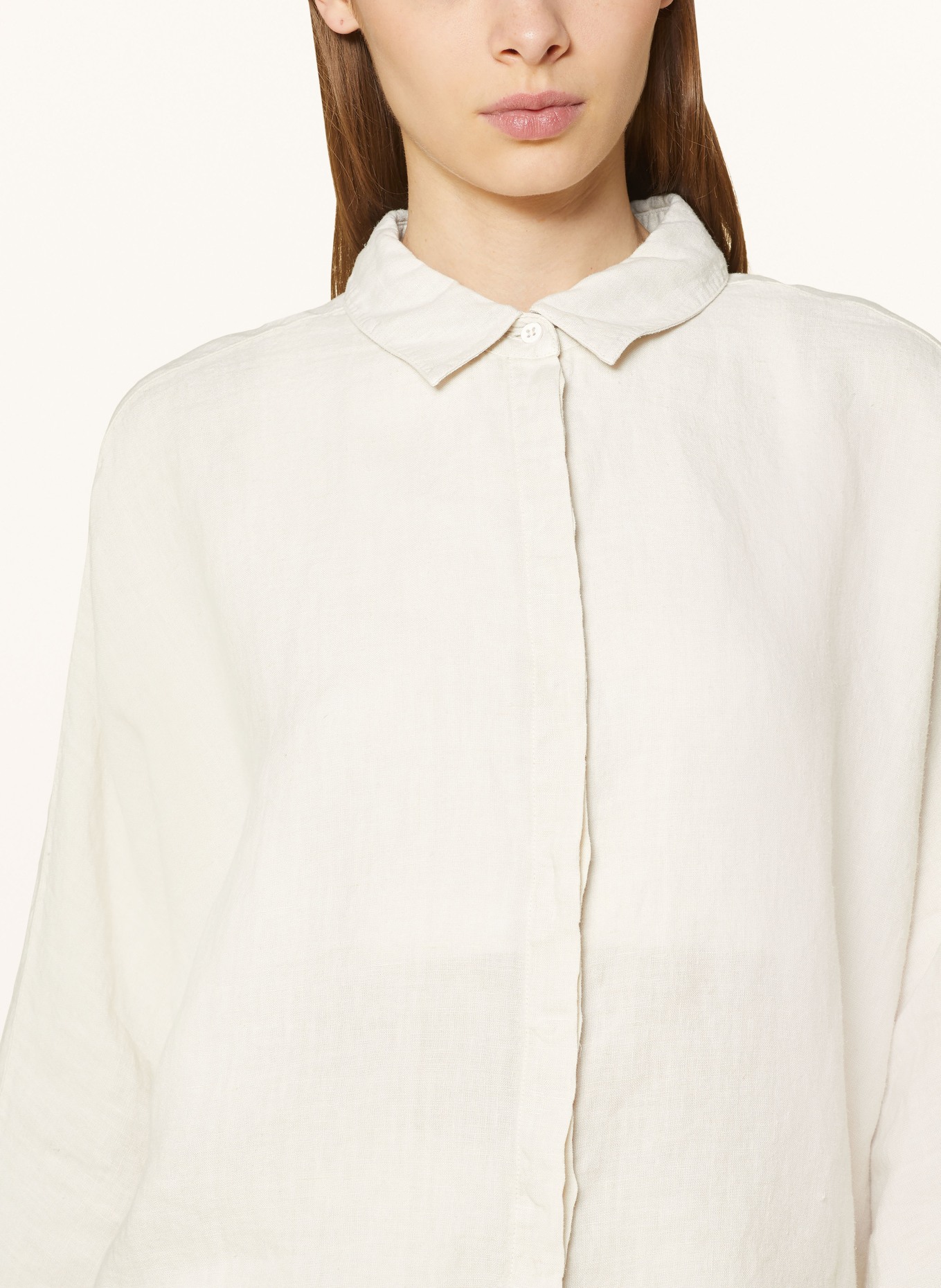 oui Linen blouse with 3/4 sleeves, Color: ECRU (Image 4)