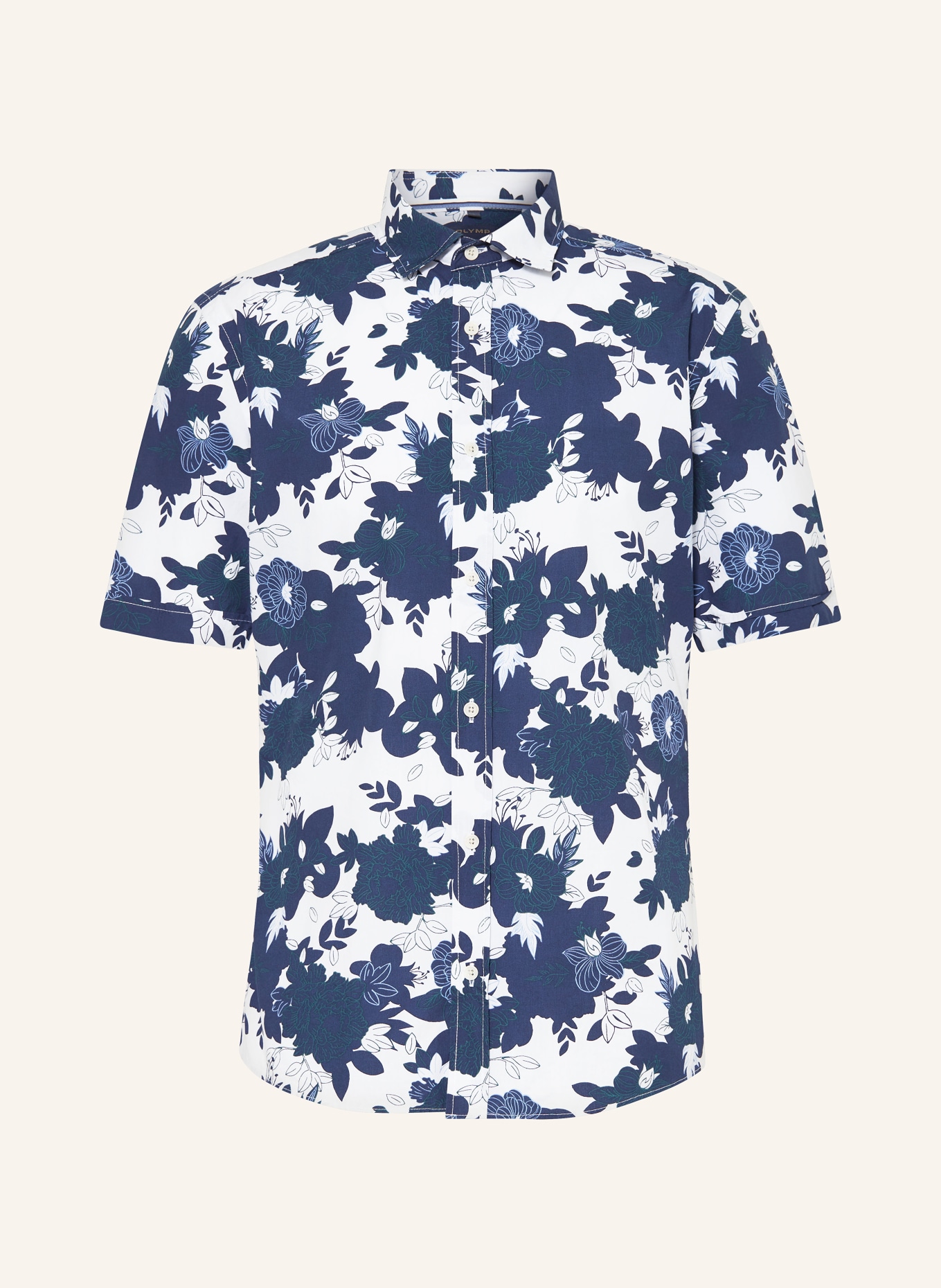 OLYMP Koszula z krótkim rękawem Casual regular fit, Kolor: GRANATOWY/ BIAŁY/ ZIELONY (Obrazek 1)