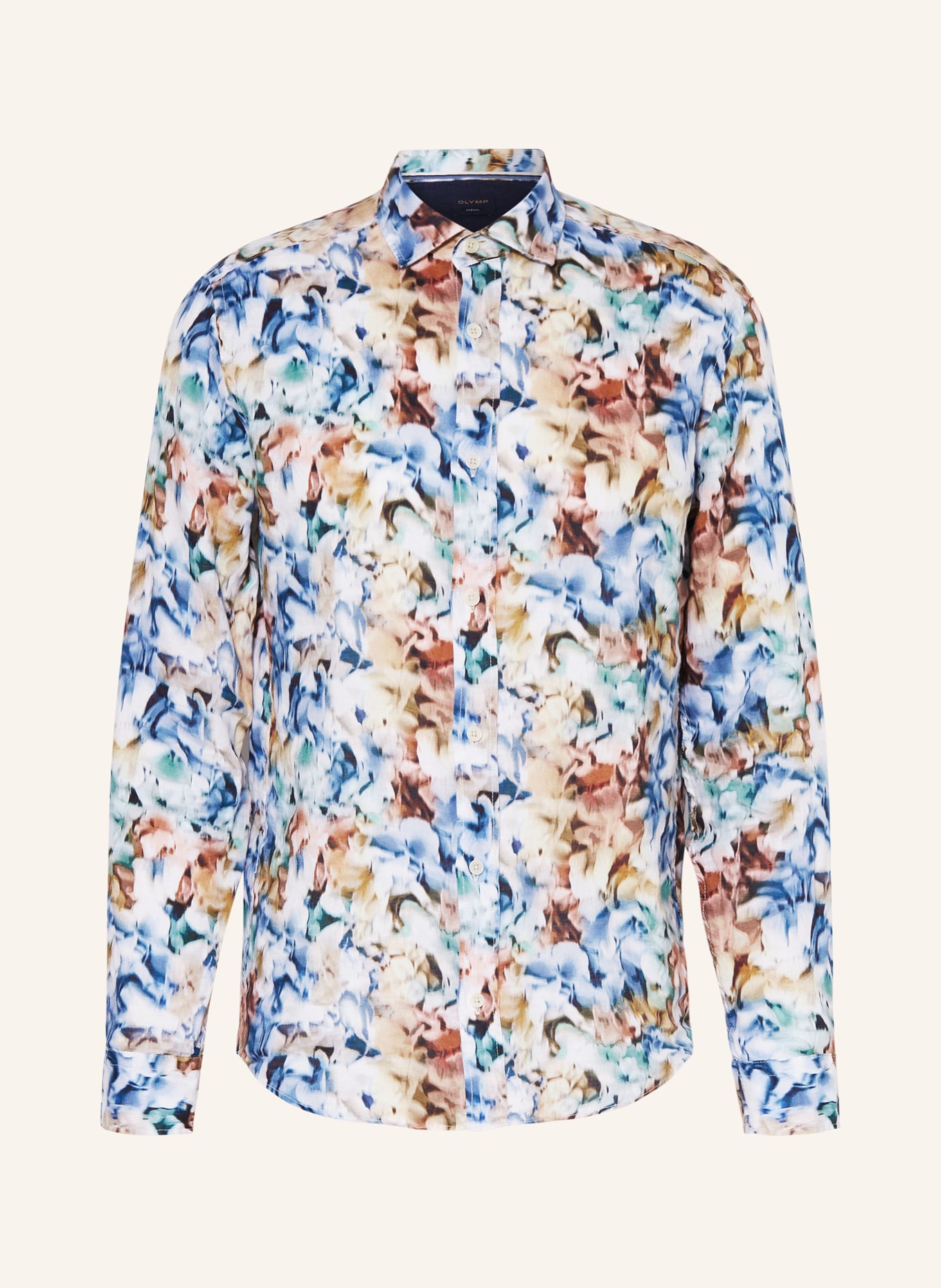 OLYMP Leinenhemd Regular Fit, Farbe: BLAU/ GRÜN/ BRAUN (Bild 1)