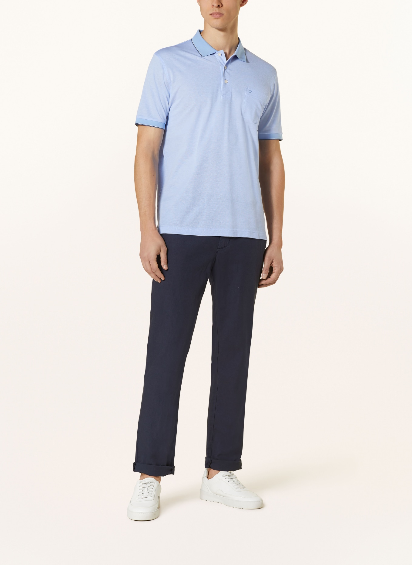 OLYMP Piqué-Poloshirt Casual Fit, Farbe: HELLBLAU (Bild 2)