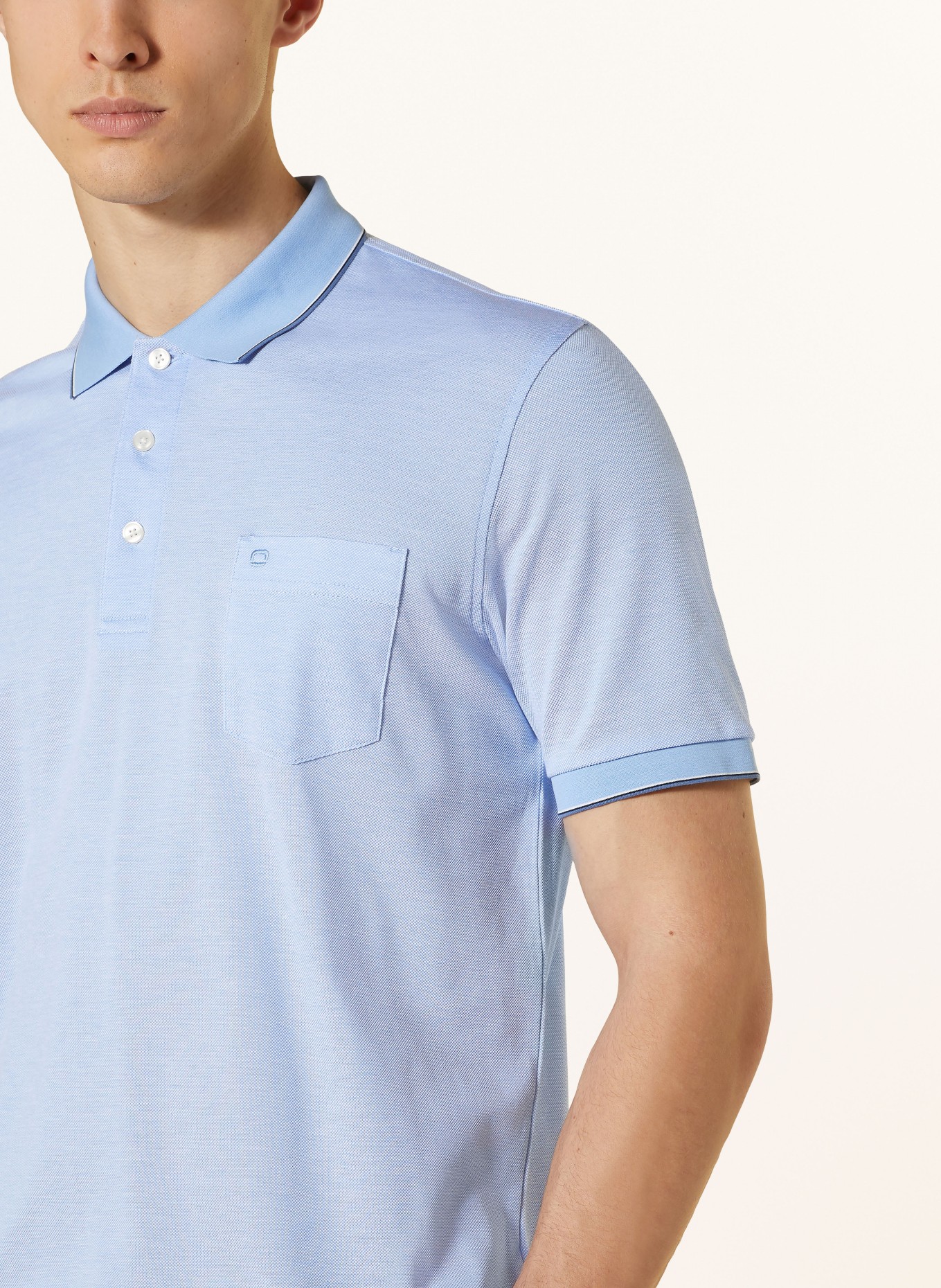 OLYMP Piqué-Poloshirt Casual Fit, Farbe: HELLBLAU (Bild 4)