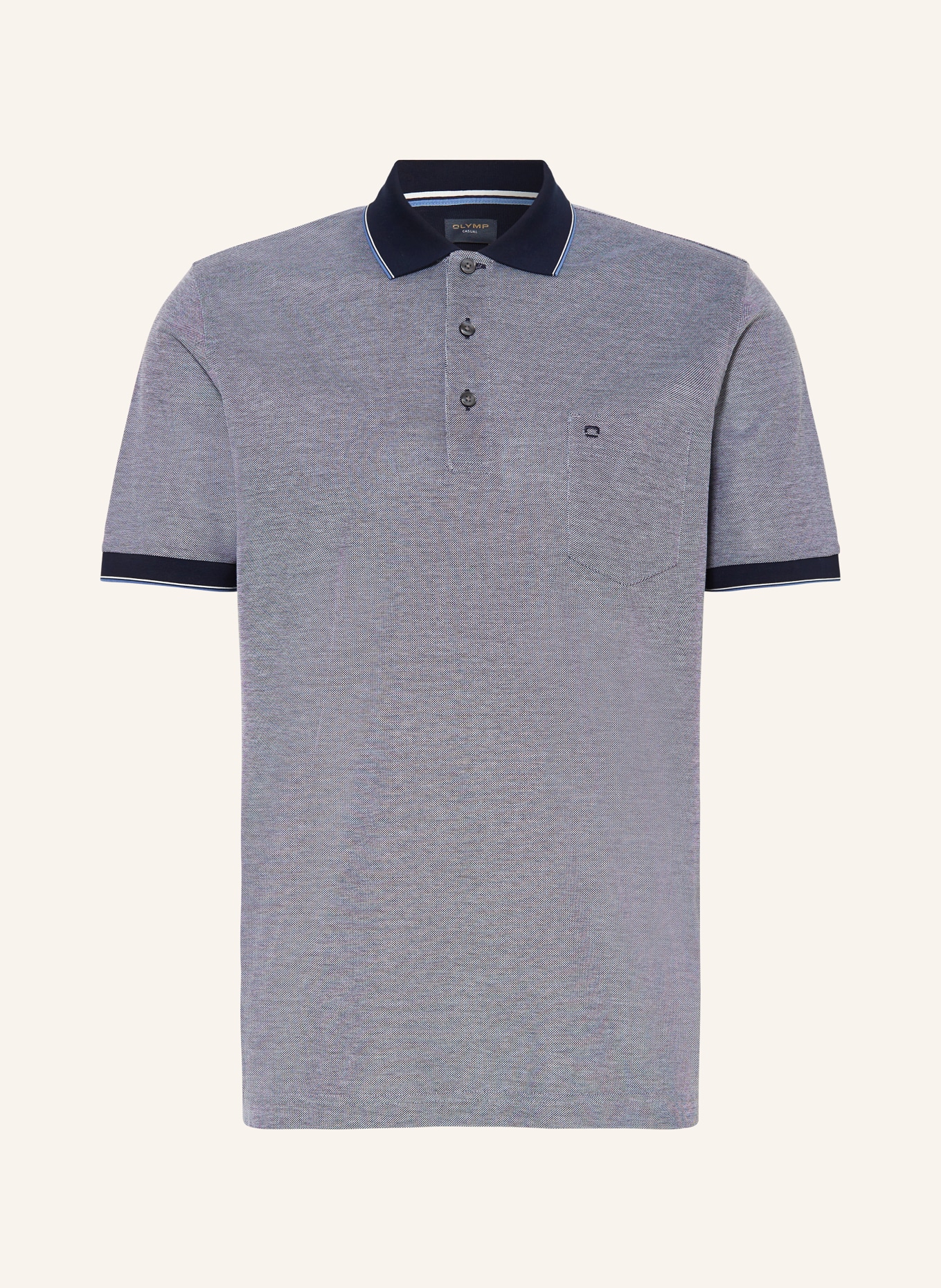 OLYMP Piqué-Poloshirt Casual Fit, Farbe: BLAUGRAU (Bild 1)