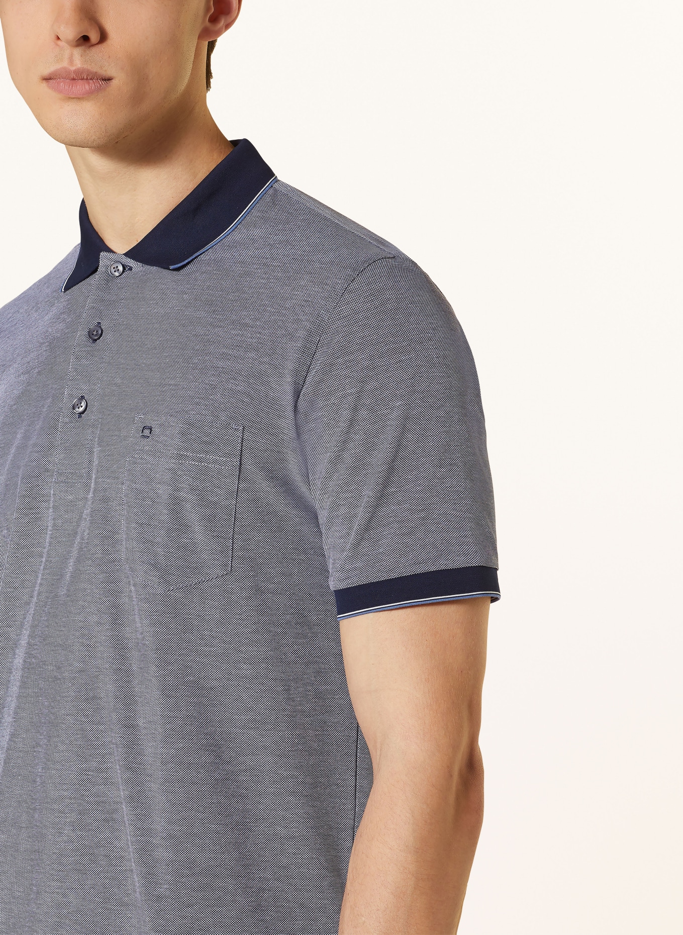 OLYMP Piqué-Poloshirt Casual Fit, Farbe: BLAUGRAU (Bild 4)