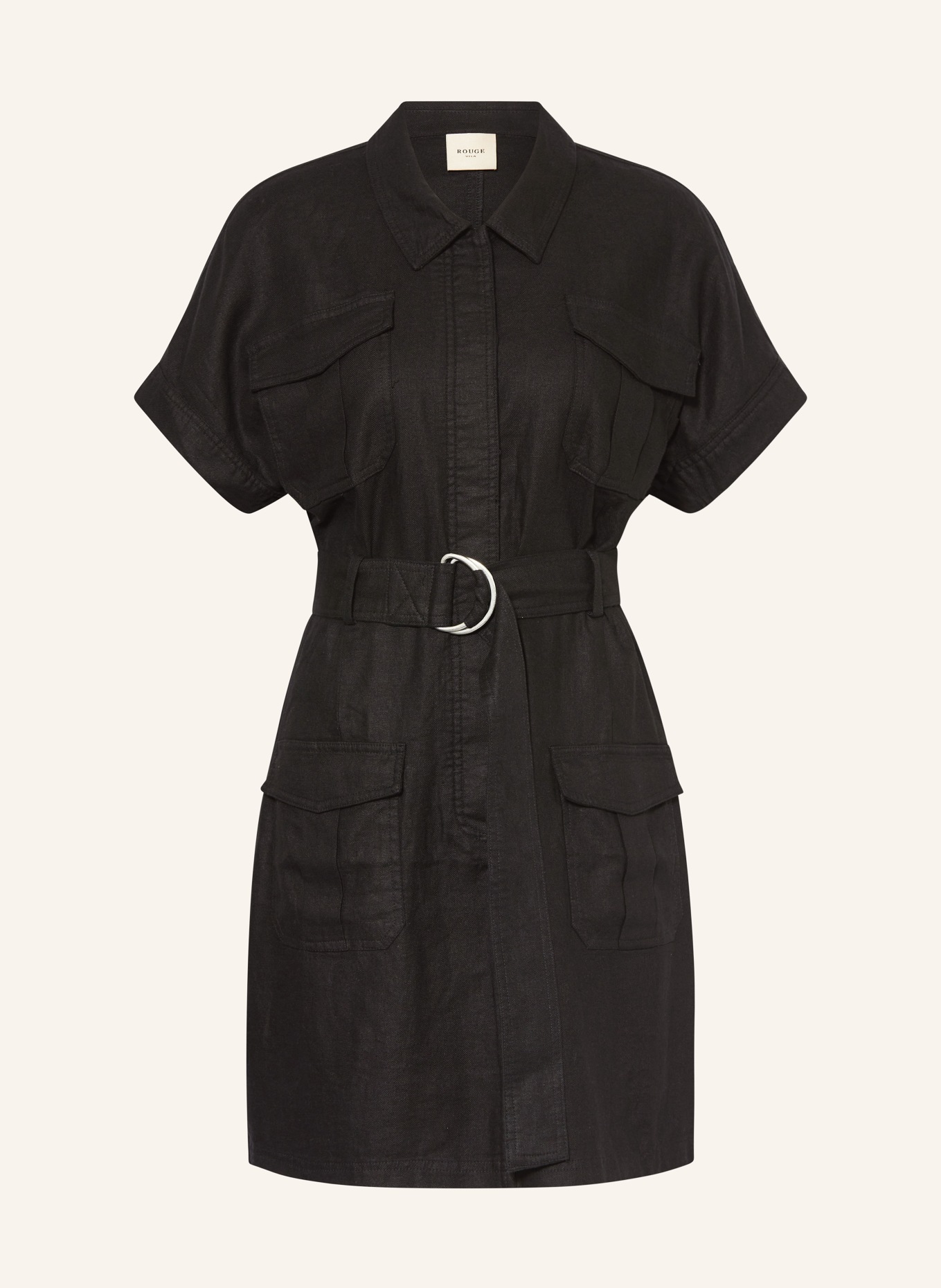 ROUGE VILA Dress with linen, Color: BLACK (Image 1)