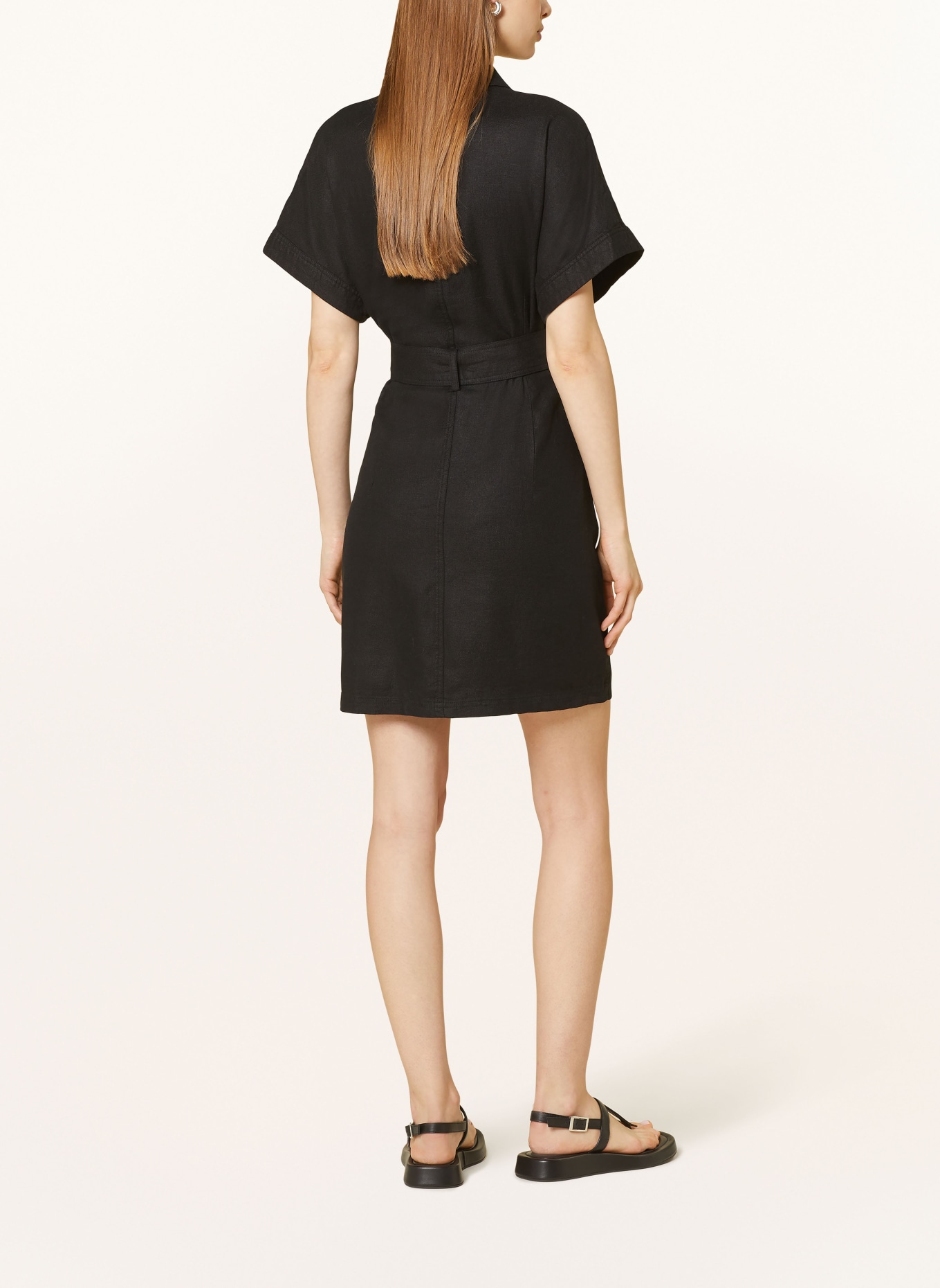 ROUGE VILA Dress with linen, Color: BLACK (Image 3)
