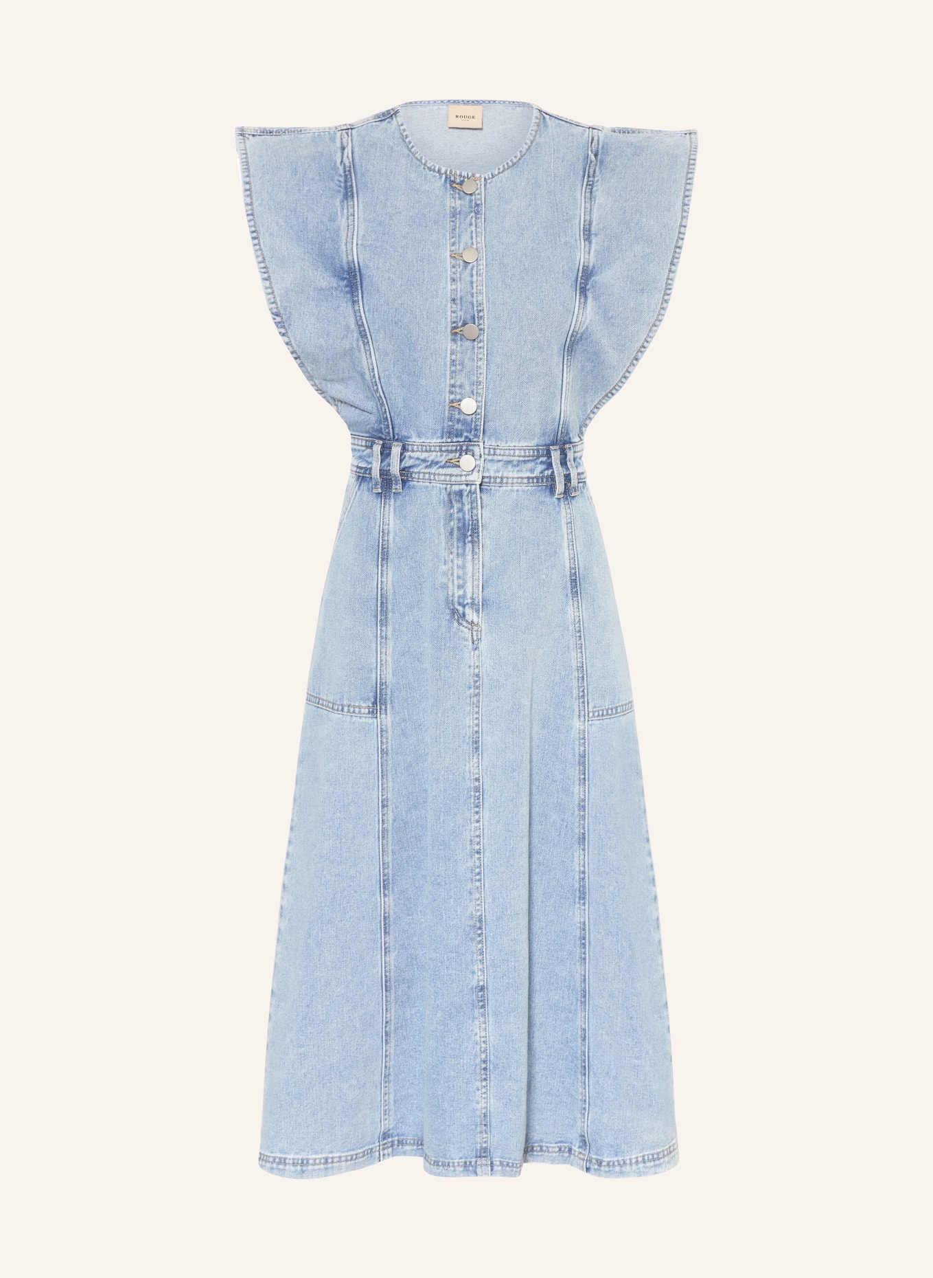 ROUGE VILA Sukienka jeansowa z wolantami, Kolor: LIGHT BLUE DENIM (Obrazek 1)