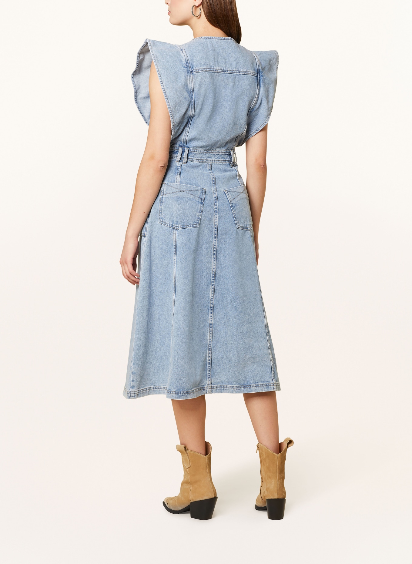 ROUGE VILA Jeanskleid mit Volants, Farbe: LIGHT BLUE DENIM (Bild 3)