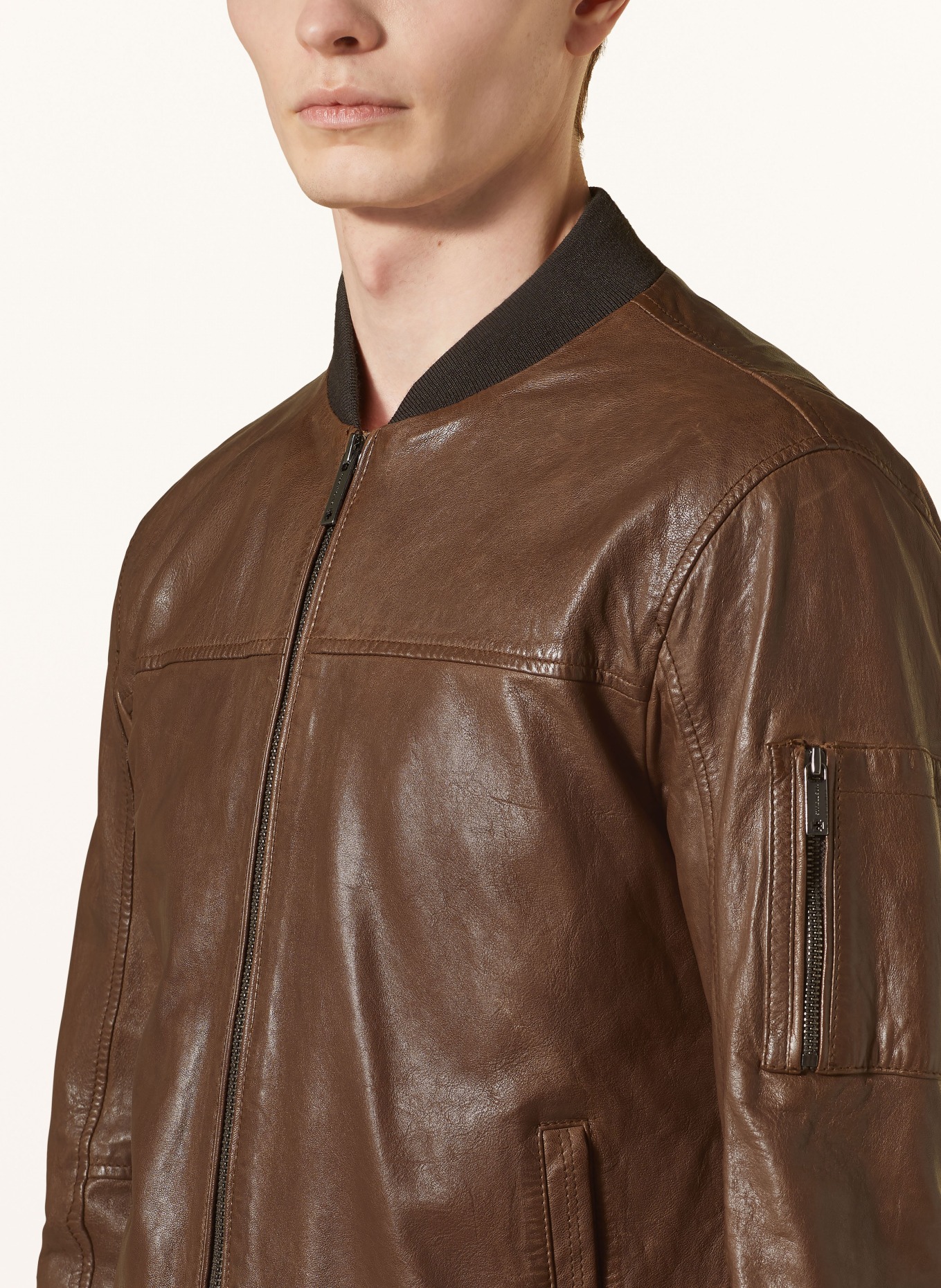 STRELLSON Leather jacket, Color: DARK BROWN (Image 4)