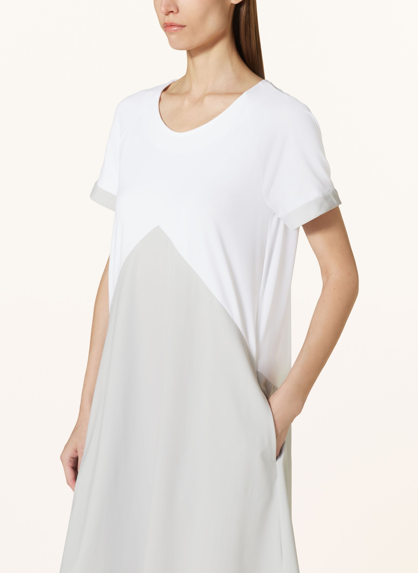 RAFFAELLO ROSSI Kleid GOBINA im Materialmix, Farbe: WEISS/ HELLGRAU (Bild 4)