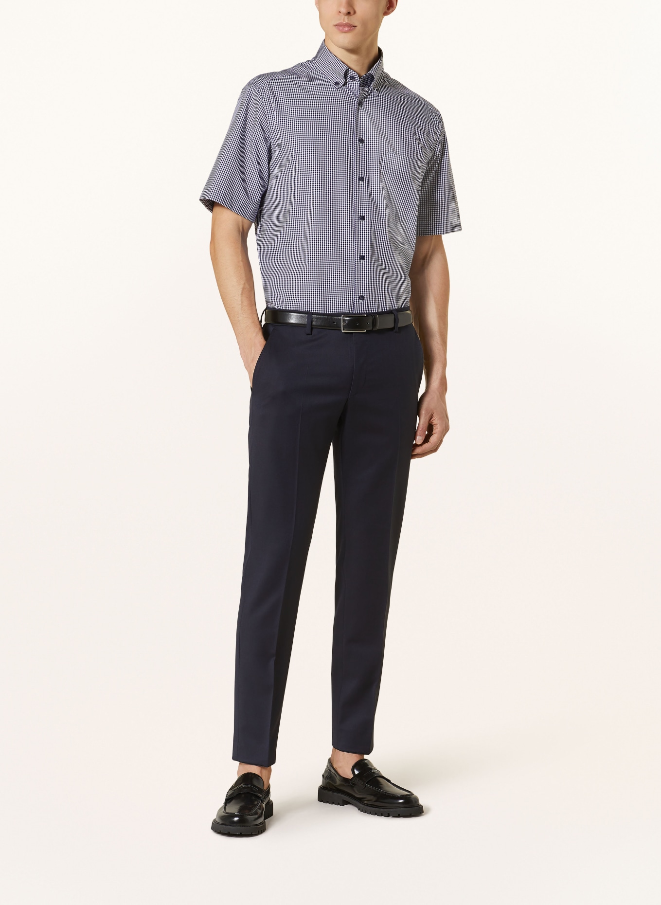 ETERNA Short sleeve shirt comfort fit, Color: DARK BLUE/ WHITE (Image 2)
