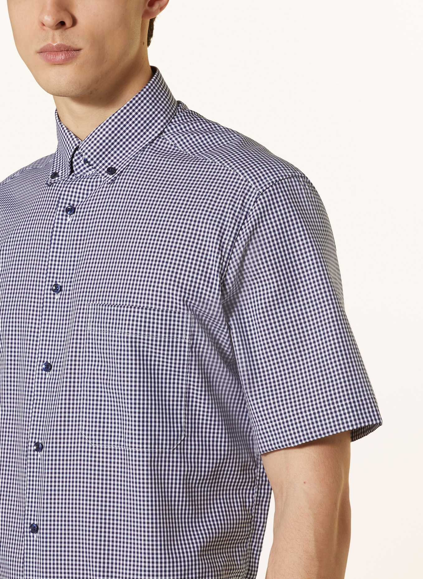 ETERNA Short sleeve shirt comfort fit, Color: DARK BLUE/ WHITE (Image 4)