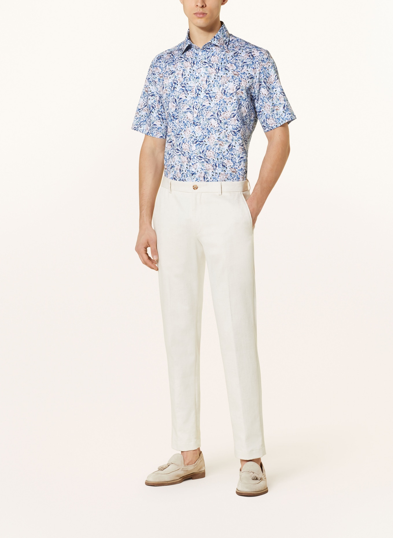 ETERNA Short sleeve shirt modern fit, Color: DARK BLUE/ TAUPE/ WHITE (Image 2)