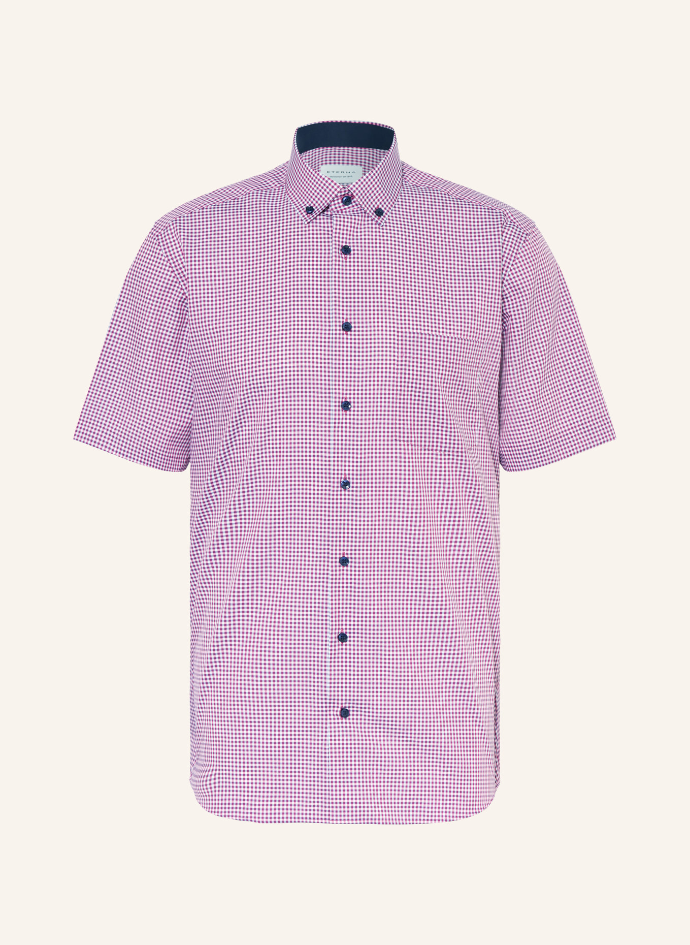 ETERNA Short sleeve shirt modern fit, Color: PINK/ DARK BLUE/ WHITE (Image 1)