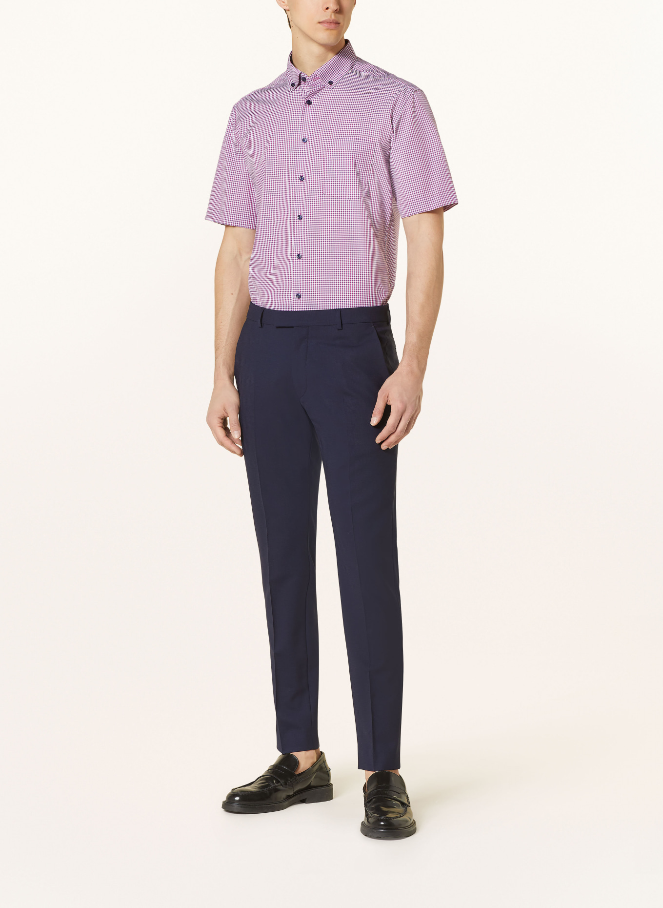 ETERNA Short sleeve shirt modern fit, Color: PINK/ DARK BLUE/ WHITE (Image 2)