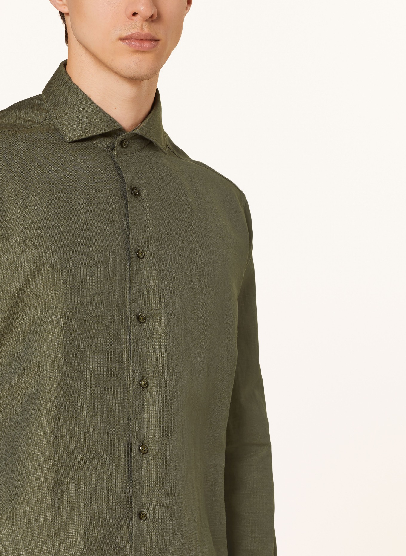 ETERNA 1863 Shirt modern fit with linen, Color: DARK GREEN (Image 4)