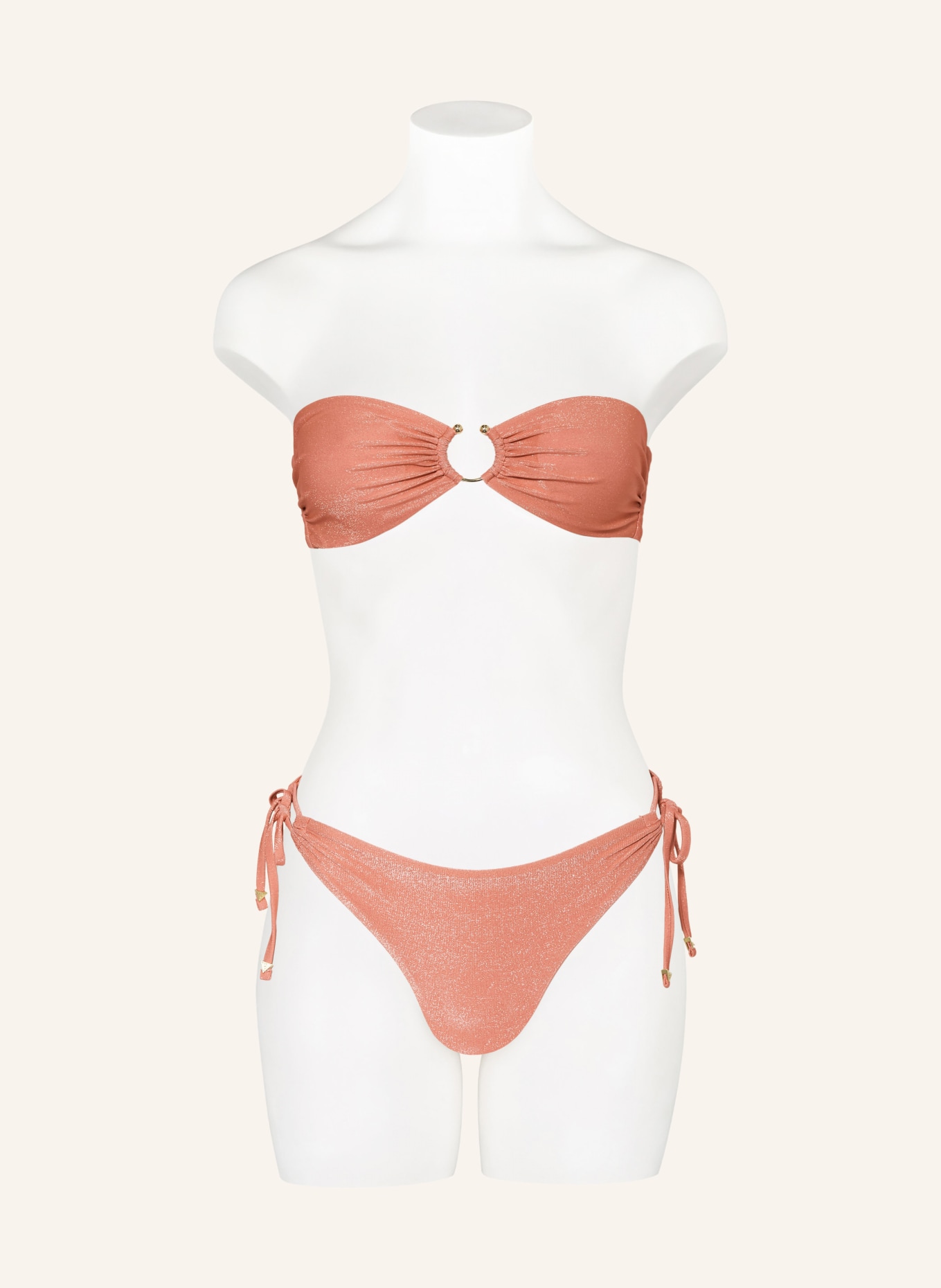 GUESS Bandeau bikini top with glitter thread, Color: SALMON (Image 2)