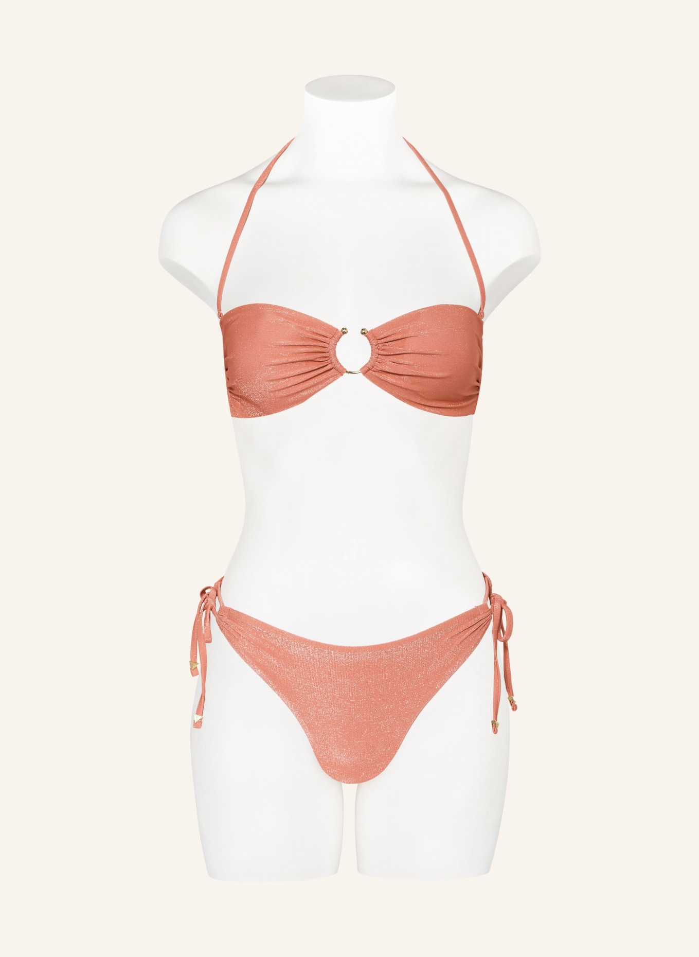 GUESS Bandeau bikini top with glitter thread, Color: SALMON (Image 4)