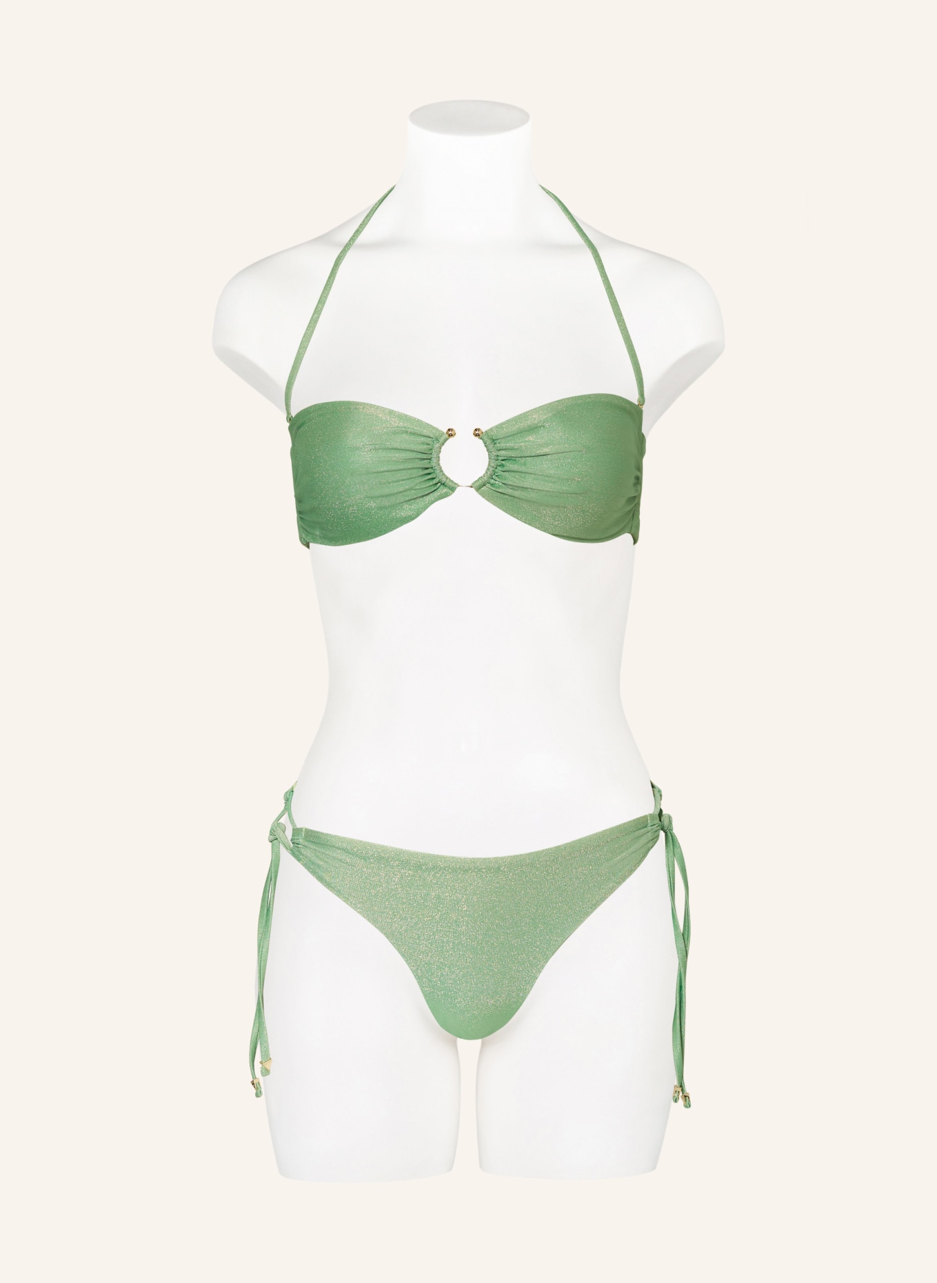 GUESS Bandeau-Bikini-Top mit Glitzergarn, Farbe: HELLGRÜN (Bild 4)