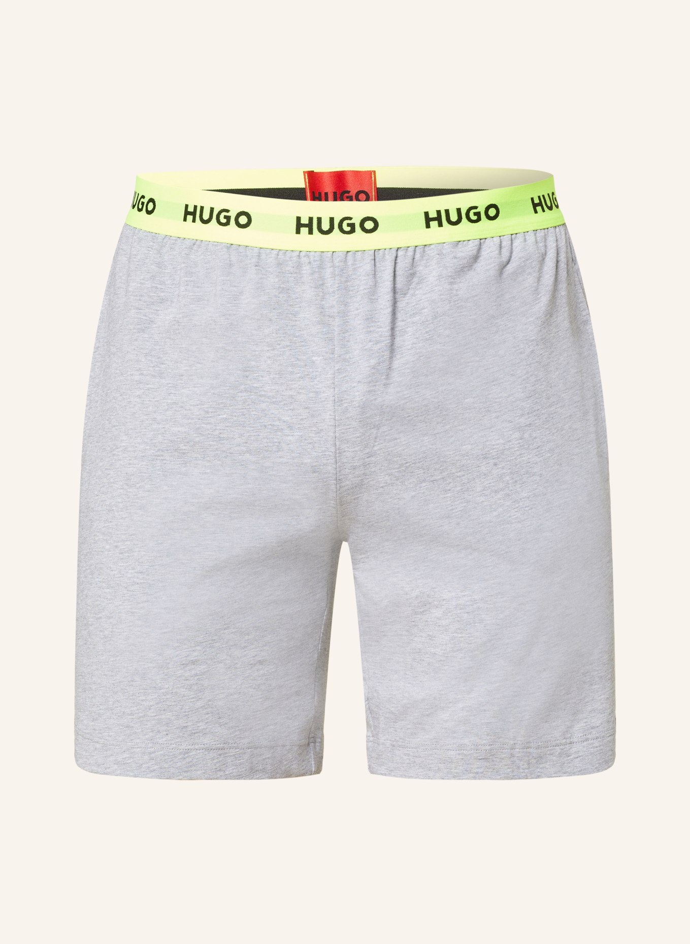 HUGO Pajama shorts LINKED, Color: GRAY/ NEON GREEN/ YELLOW (Image 1)