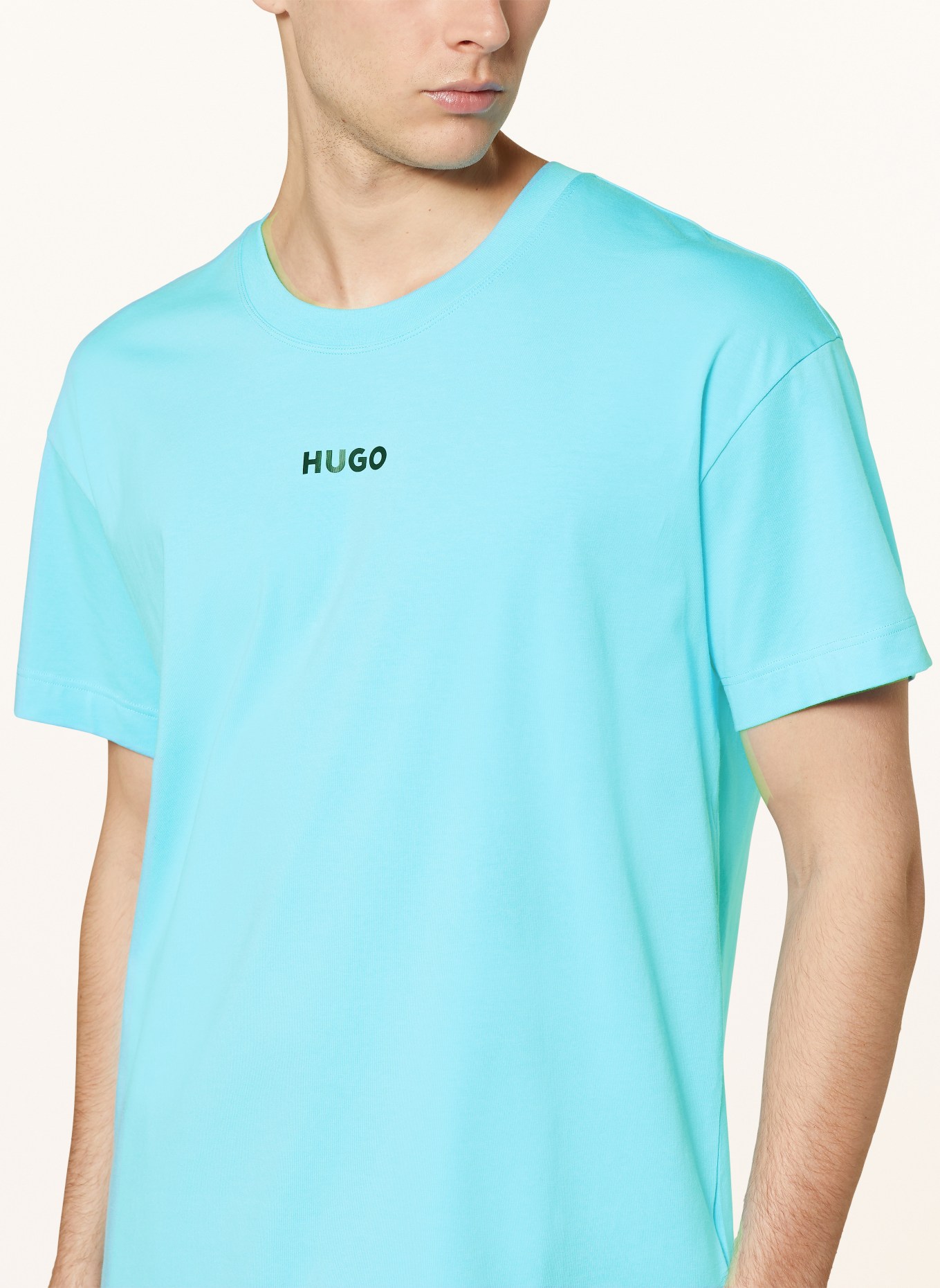 HUGO Pyžamové tričko LINKED, Barva: NEONOVĚ MODRÁ (Obrázek 4)