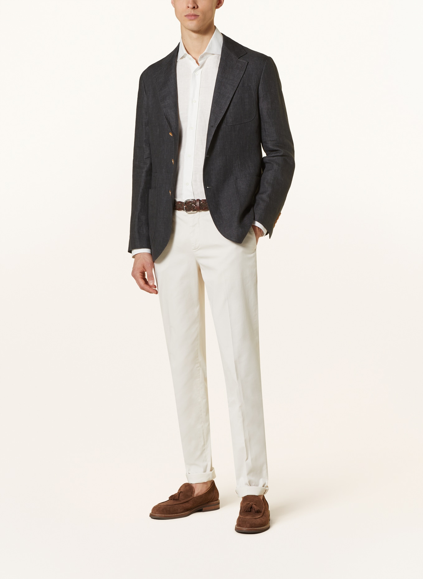 BRUNELLO CUCINELLI Linen blazer slim fit, Color: DARK GRAY (Image 2)