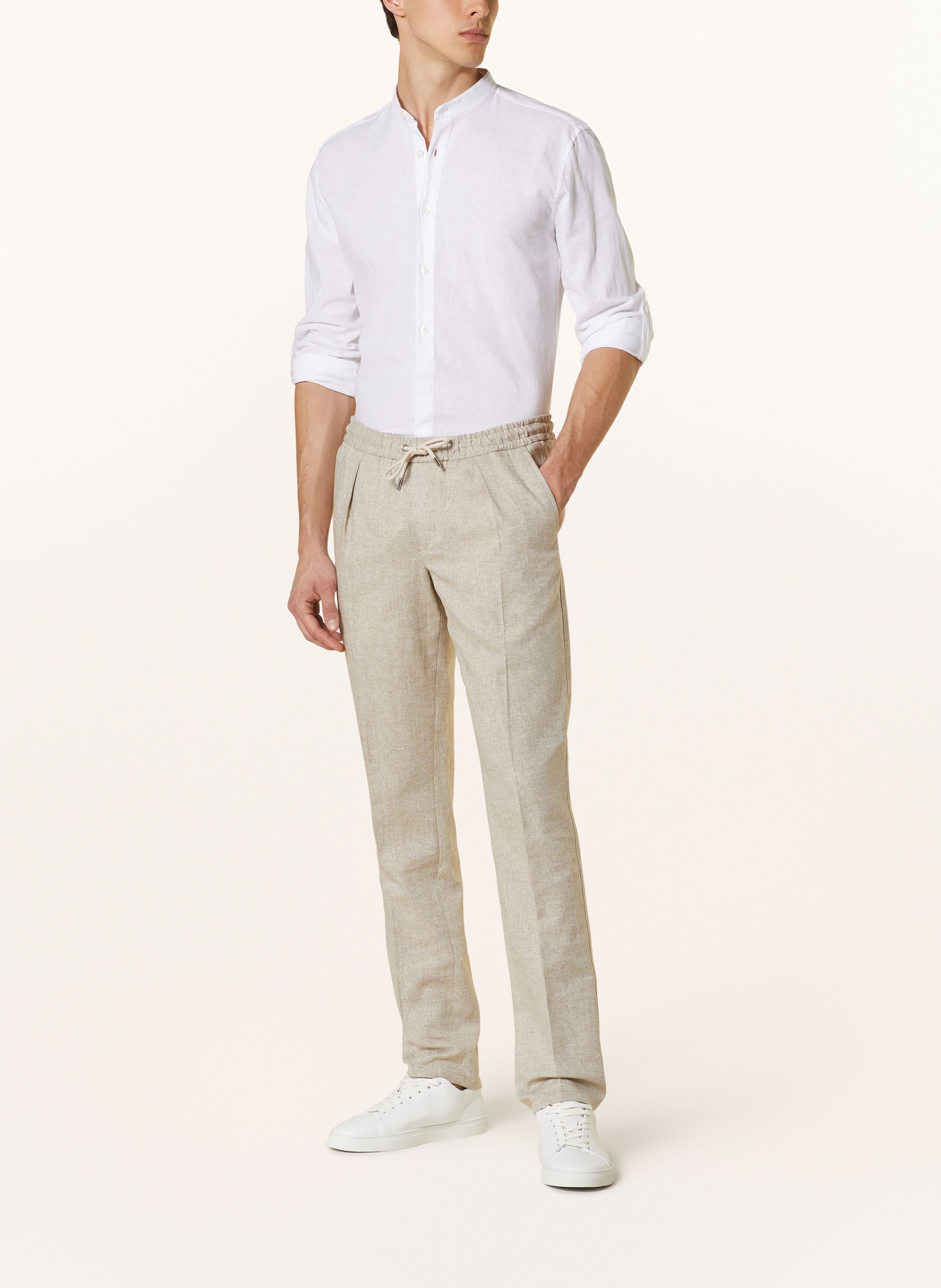 STRELLSON Shirt CONELL comfort fit with linen and stand-up collar, Color: WHITE (Image 2)