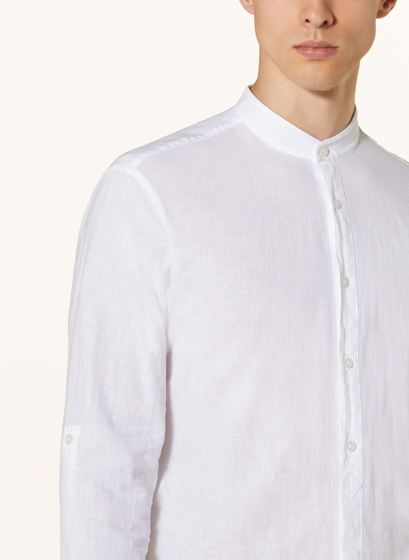STRELLSON Shirt CONELL comfort fit with linen and stand-up collar, Color: WHITE (Image 4)