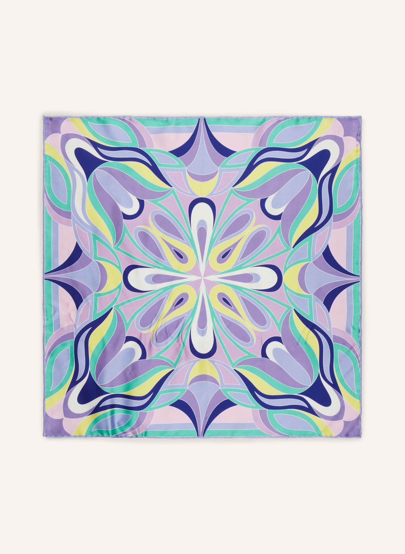 CODELLO Silk scarf, Color: PURPLE/ YELLOW/ GREEN (Image 2)