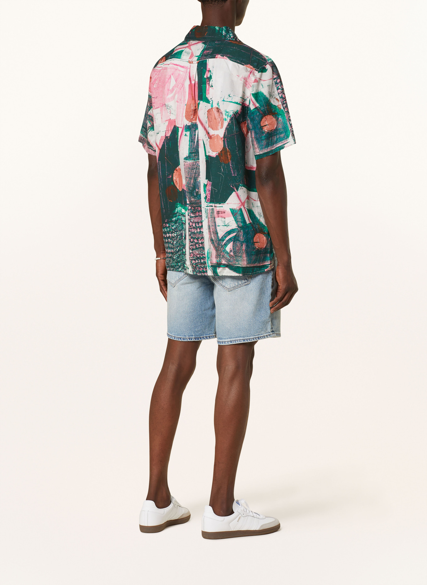 NEUW Resort shirt comfort fit with linen, Color: DARK GREEN/ PINK/ LIGHT GRAY (Image 3)