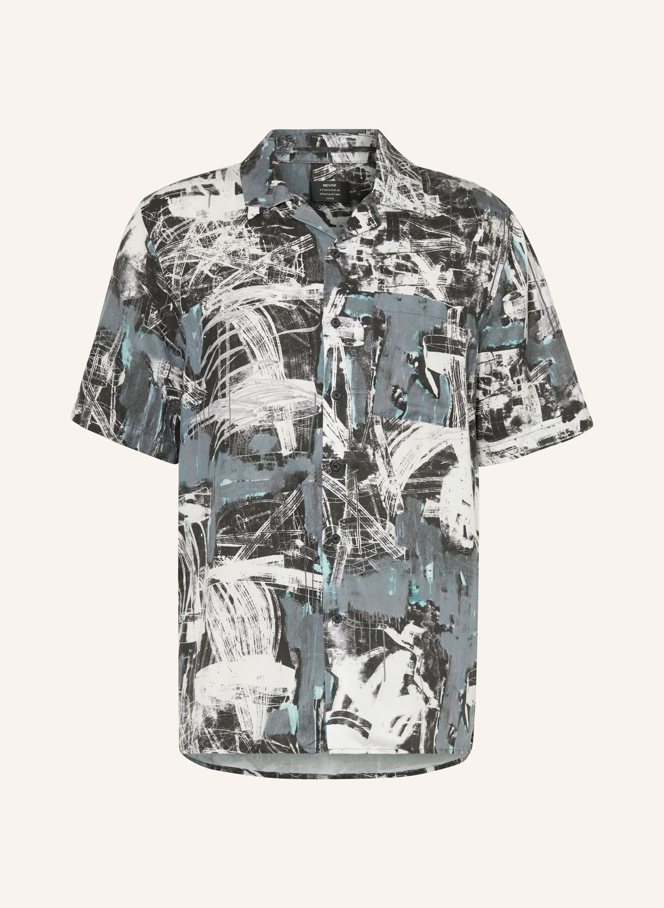 NEUW Resort shirt YU comfort fit with linen, Color: WHITE/ BLACK/ MINT (Image 1)