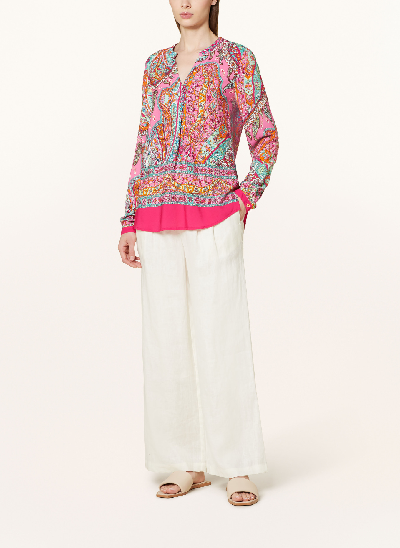 Emily VAN DEN BERGH Shirt blouse with 3/4 sleeves, Color: PINK/ PINK/ LIGHT GREEN (Image 2)