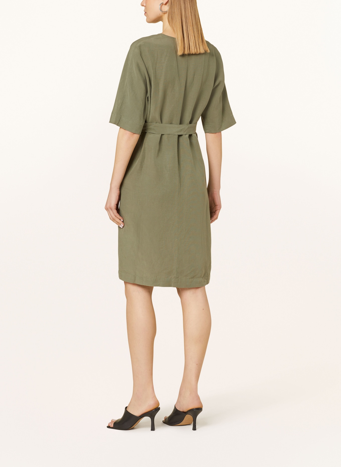 LANIUS Dress with linen, Color: OLIVE (Image 3)