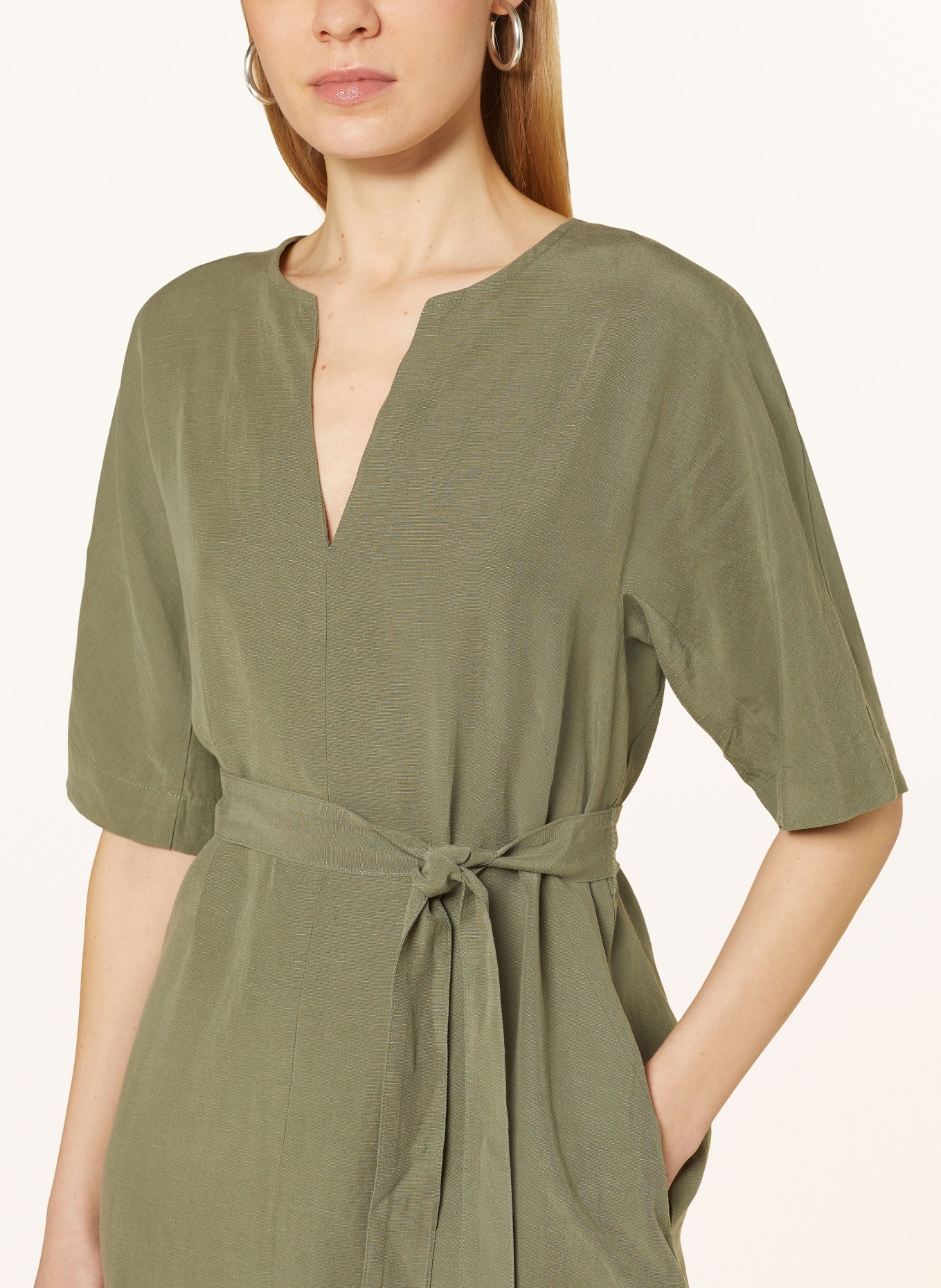 LANIUS Dress with linen, Color: OLIVE (Image 4)