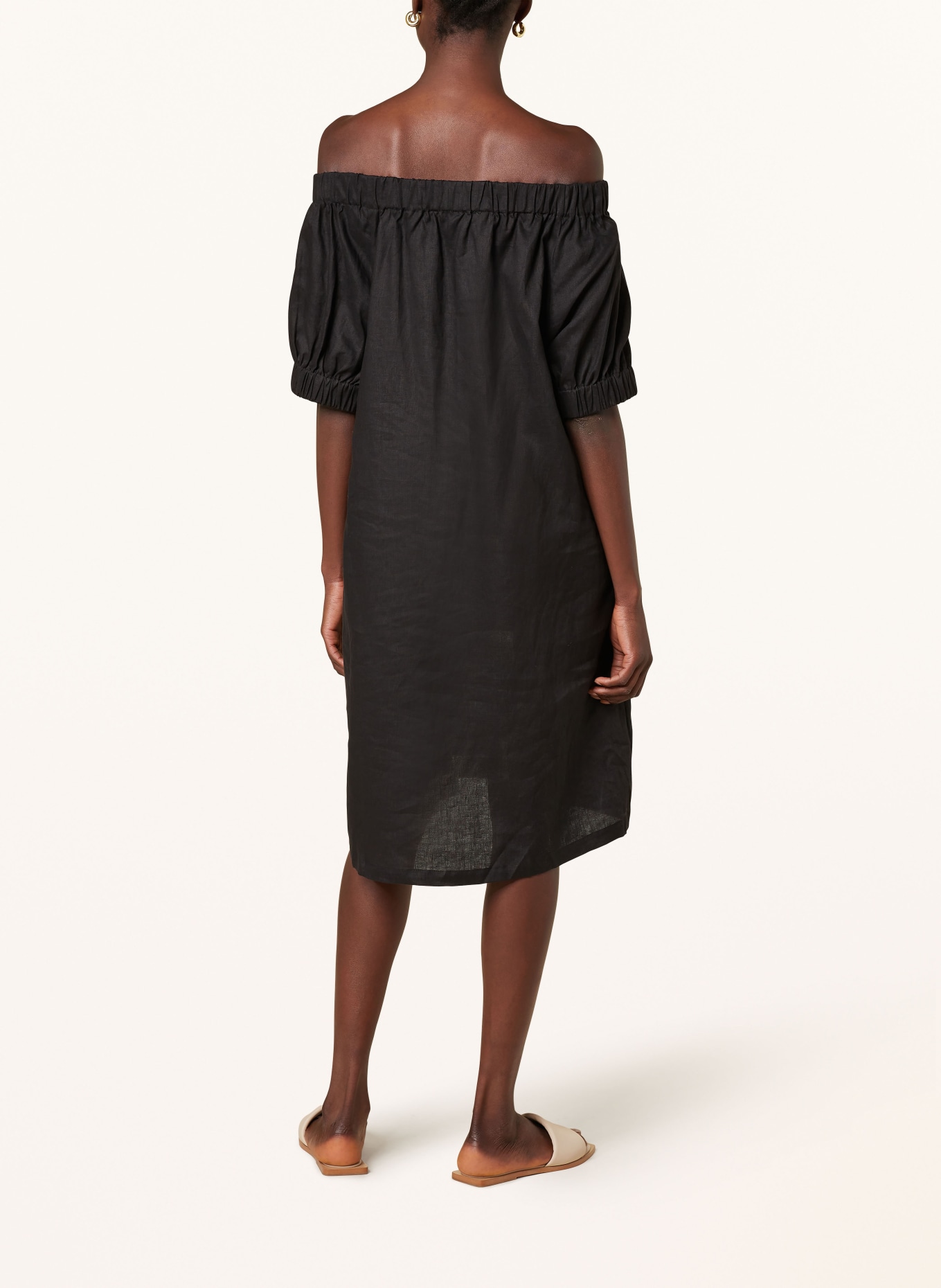 darling harbour Linen dress, Color: BLACK (Image 3)