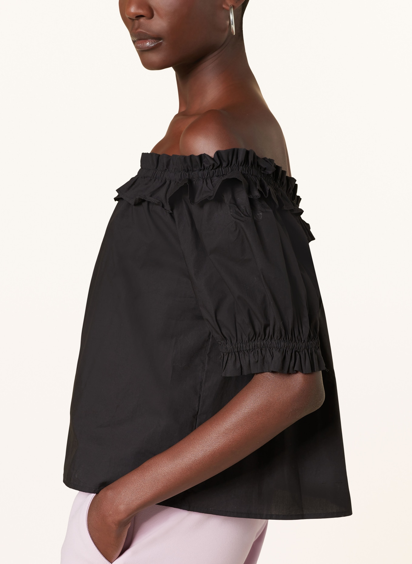 darling harbour Shirt blouse with ruffles, Color: BLACK (Image 4)