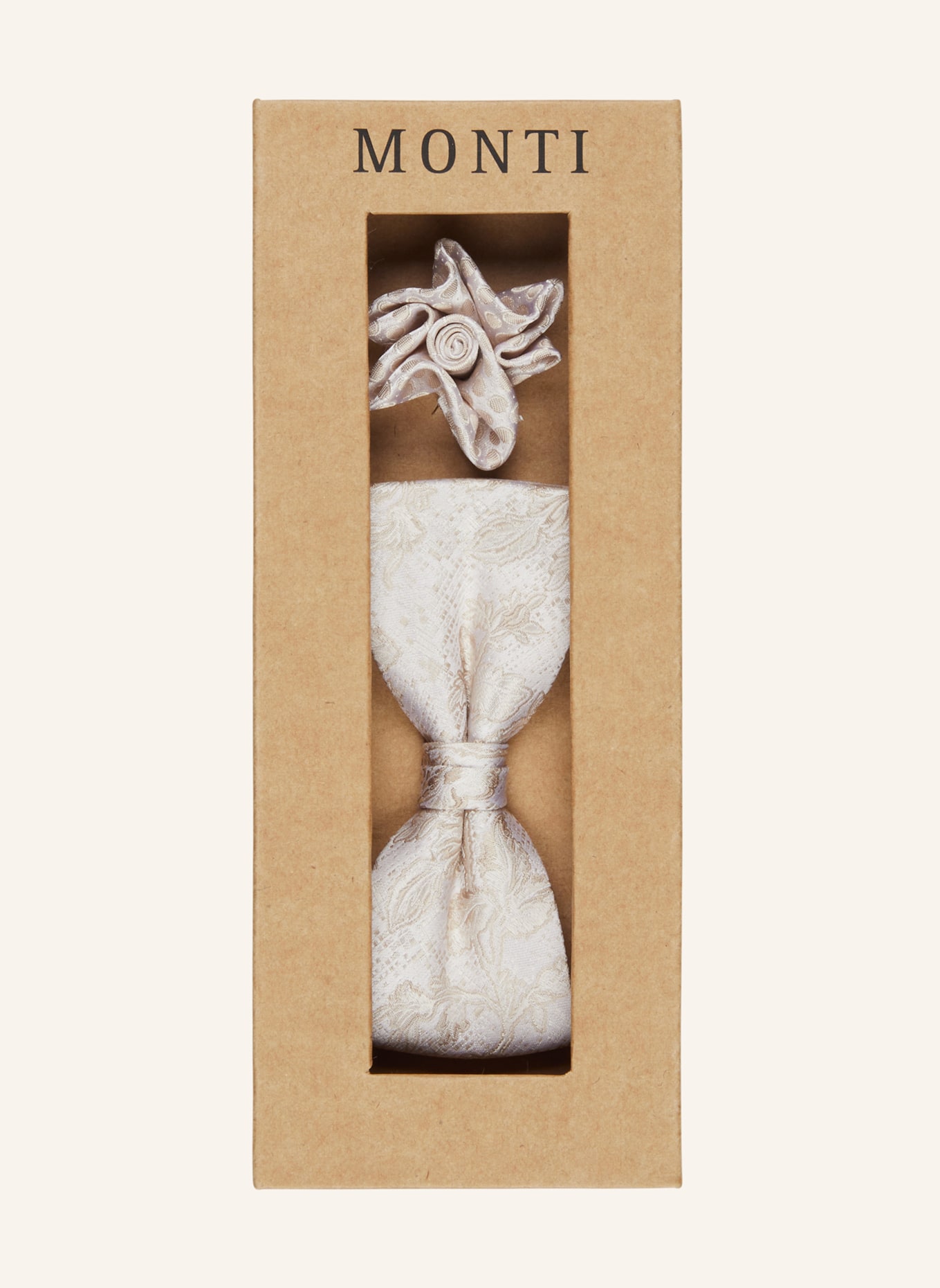 MONTI Set: Bow tie and pocket square, Color: BEIGE/ CREAM (Image 5)