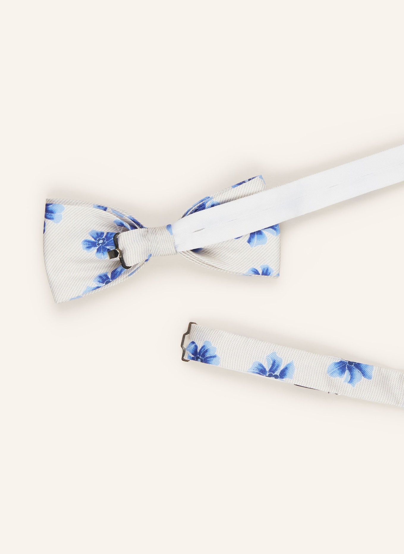 MONTI Set: Bow tie and pocket square, Color: CREAM/ BLUE (Image 3)