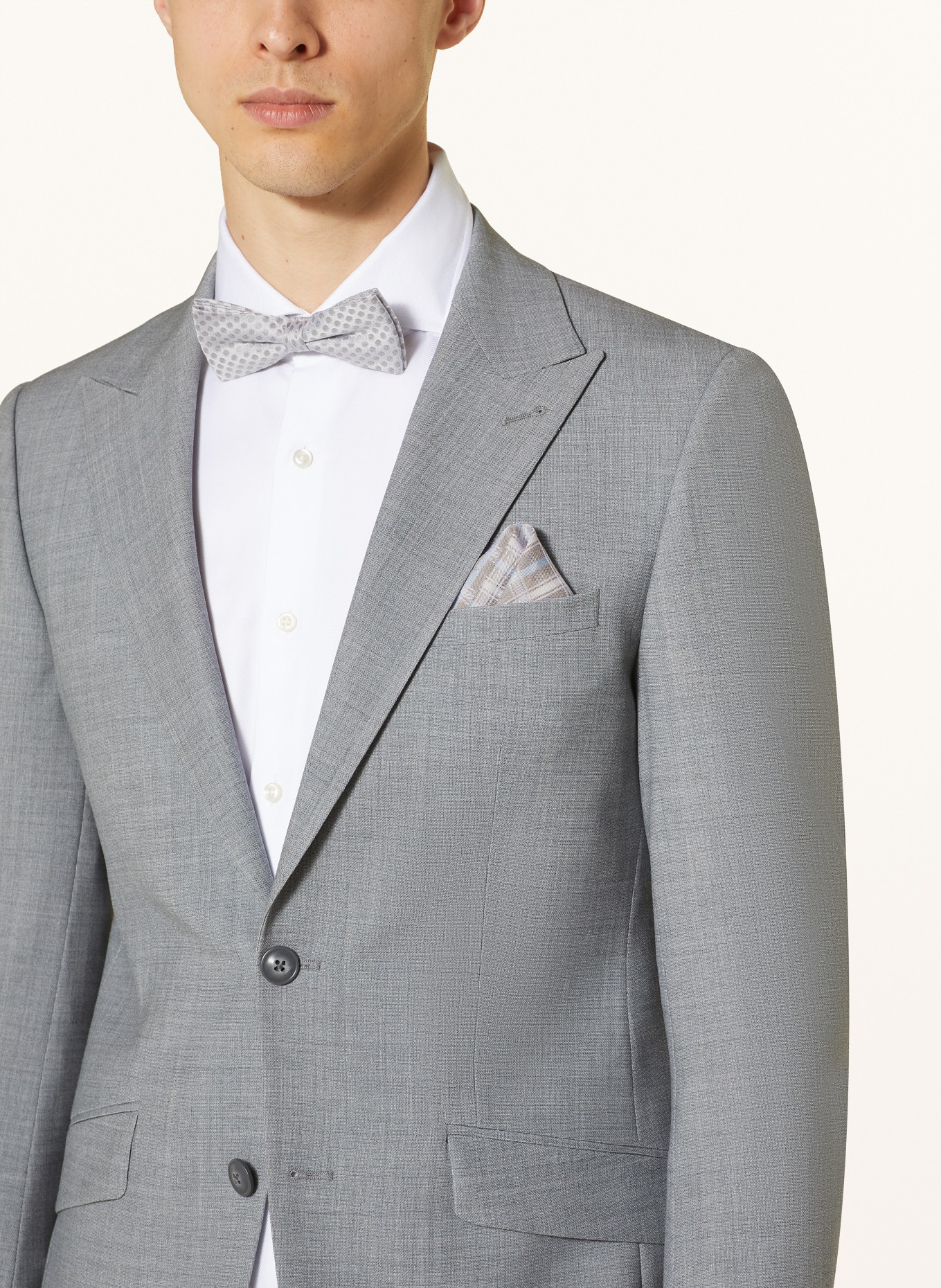 MONTI Set: Bow tie and pocket square, Color: TAUPE/ LIGHT BLUE/ WHITE (Image 6)