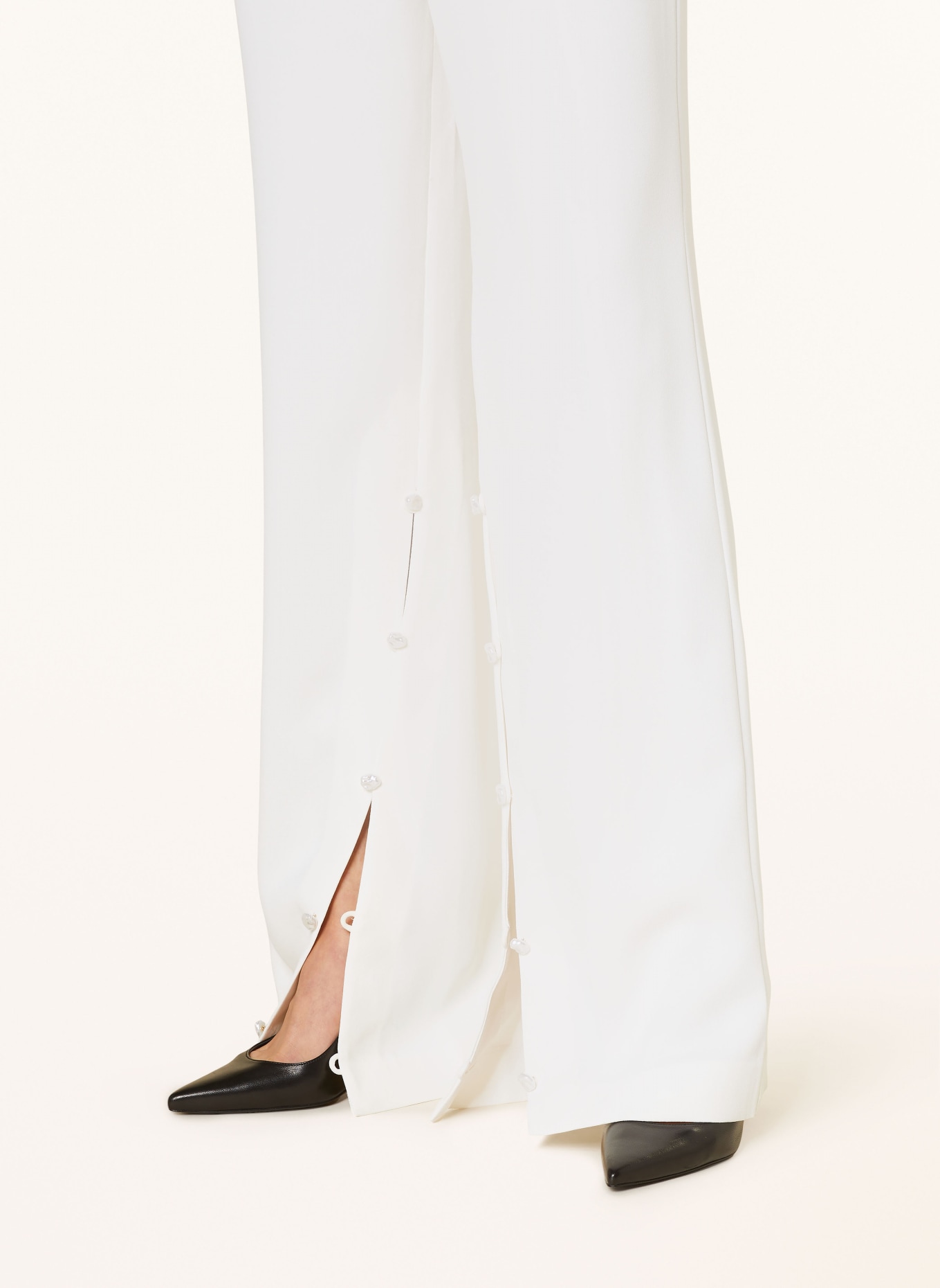 STINE GOYA Wide leg trousers ISAAC with decorative beads, Color: PEARL (Image 5)