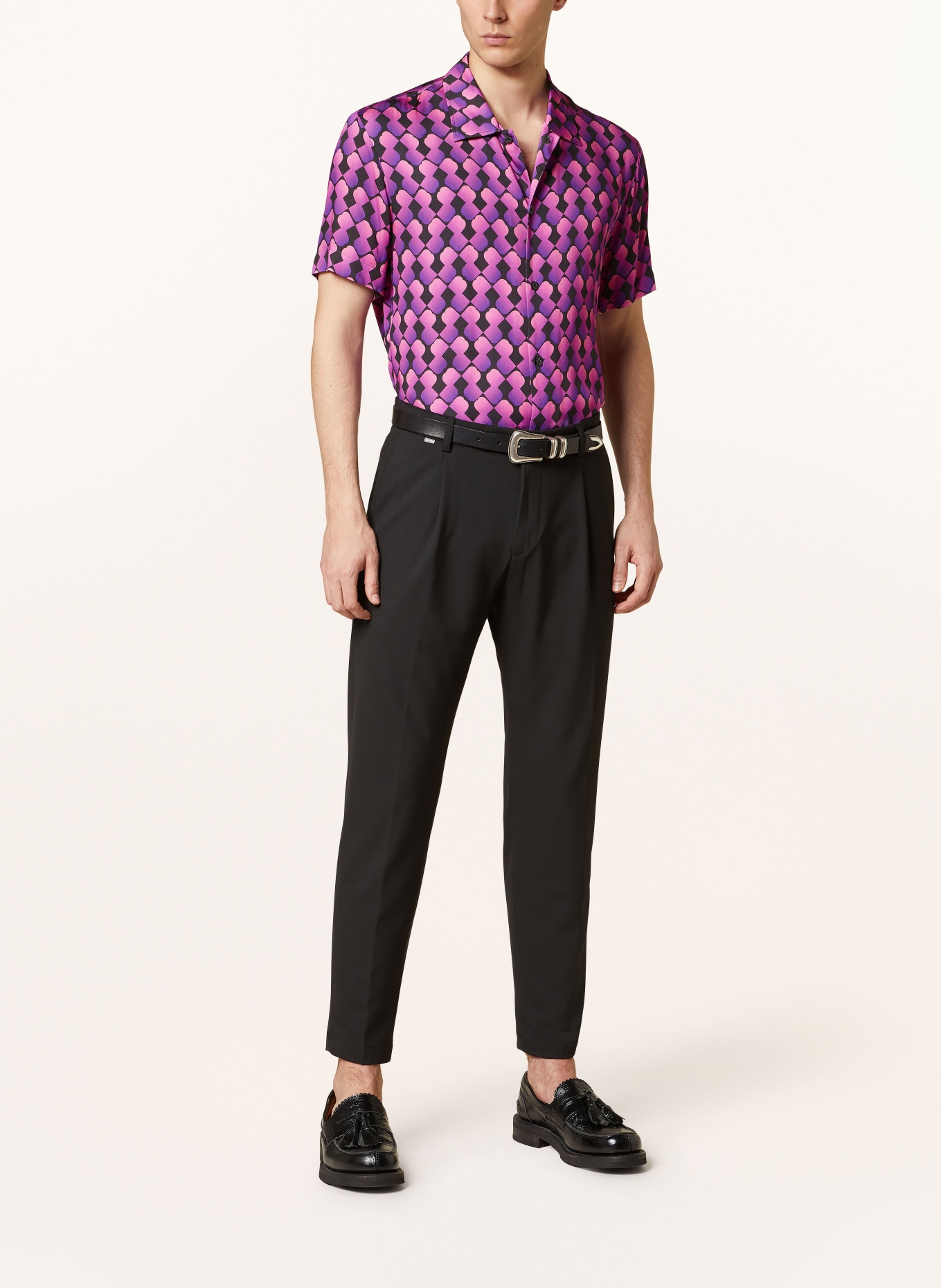BALDESSARINI Short sleeve shirt EASY comfort fit, Color: BLACK/ PURPLE/ PINK (Image 2)